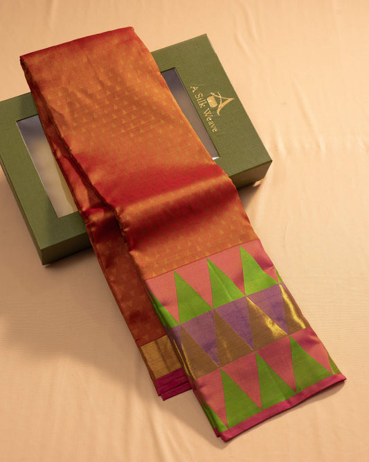 Deep Rust With Rani Pink Pallu Pure Silk Gift Saree