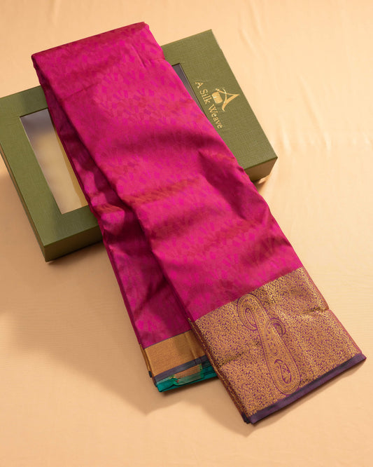 Rani Pink With Saffire Green Pallu Pure Silk Gift Saree
