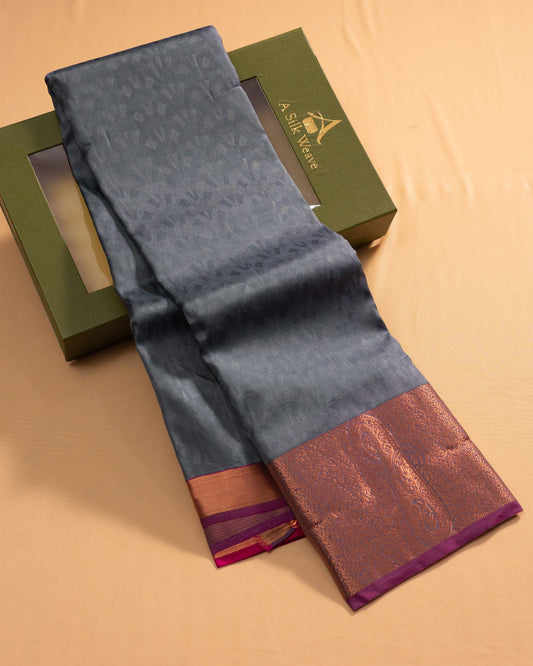 Ash Grey With Rani Pink Pallu Pure Silk Gift Saree