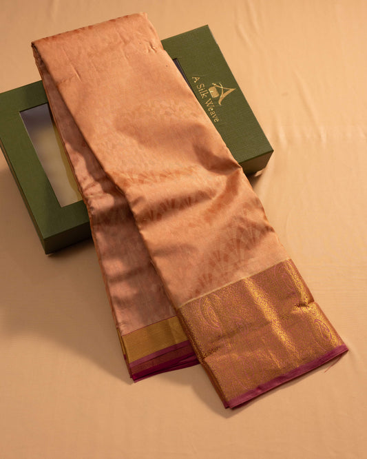 Peach With Rani Pink Pallu Pure Silk Gift Saree