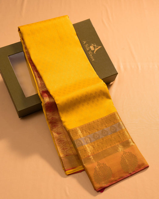 Lemon Yellow With Rani Pink Pallu Pure Silk Gift Saree