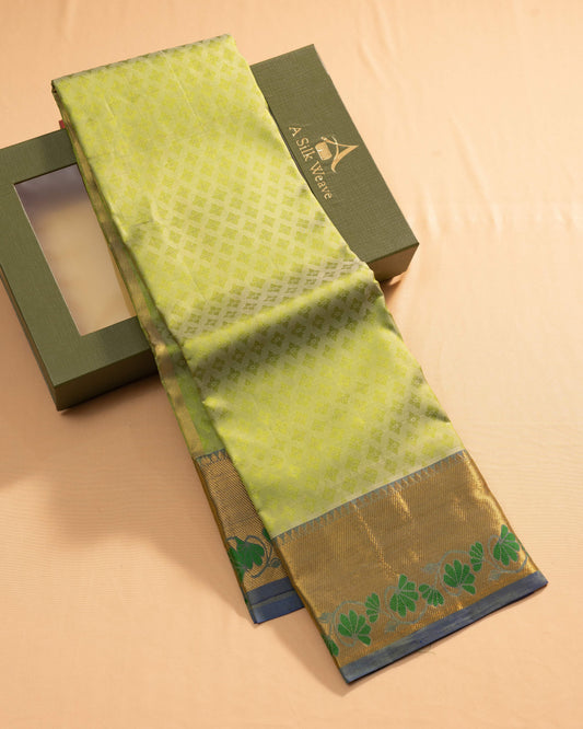 Pastel Pista Green With Blueish Green Pallu Pure Silk Gift Saree
