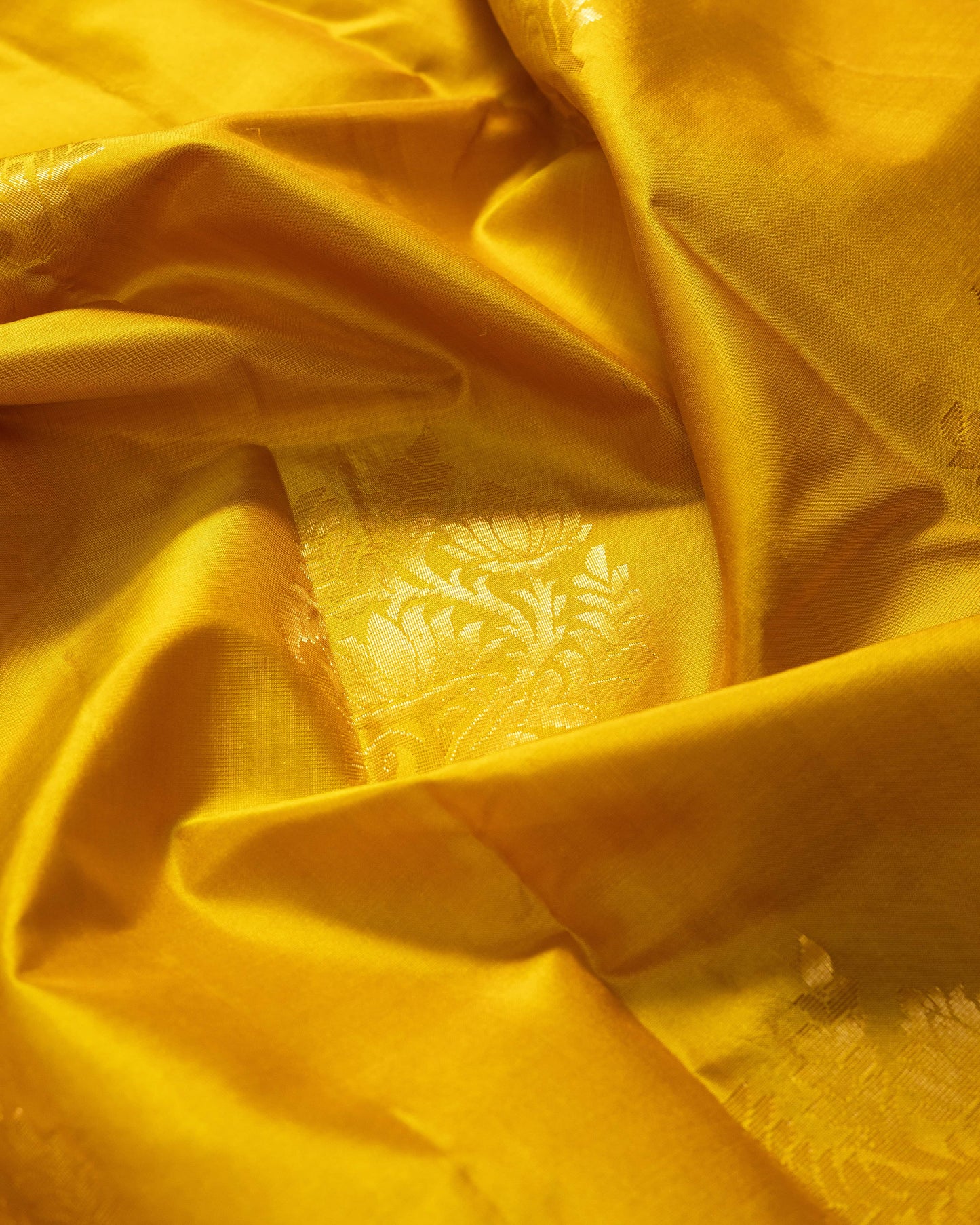 Dark Lemon With Saffire Green Pallu Pure Soft Silk Saree