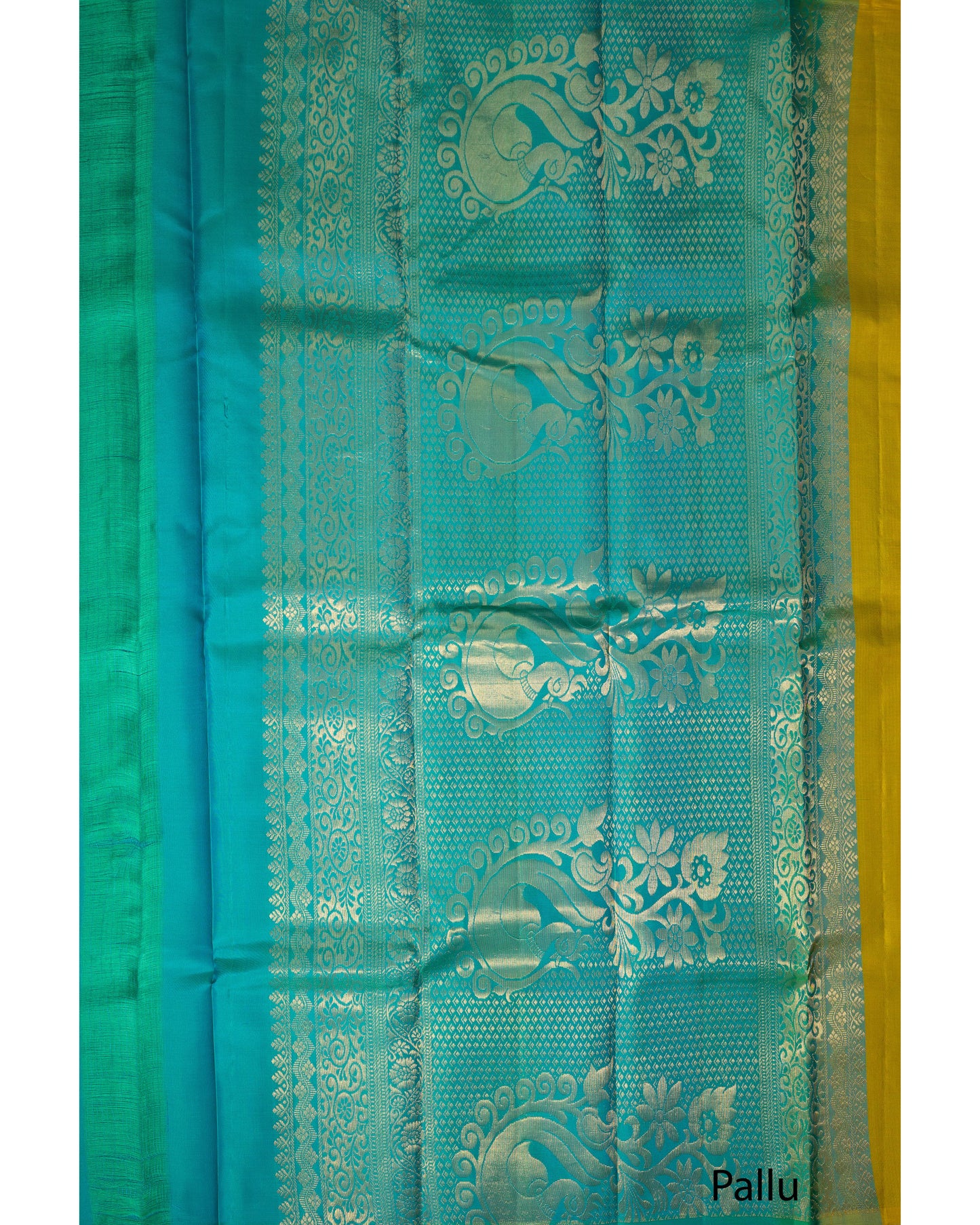 Lemonish Green With Saffire Green Pallu Pure Soft Silk Saree