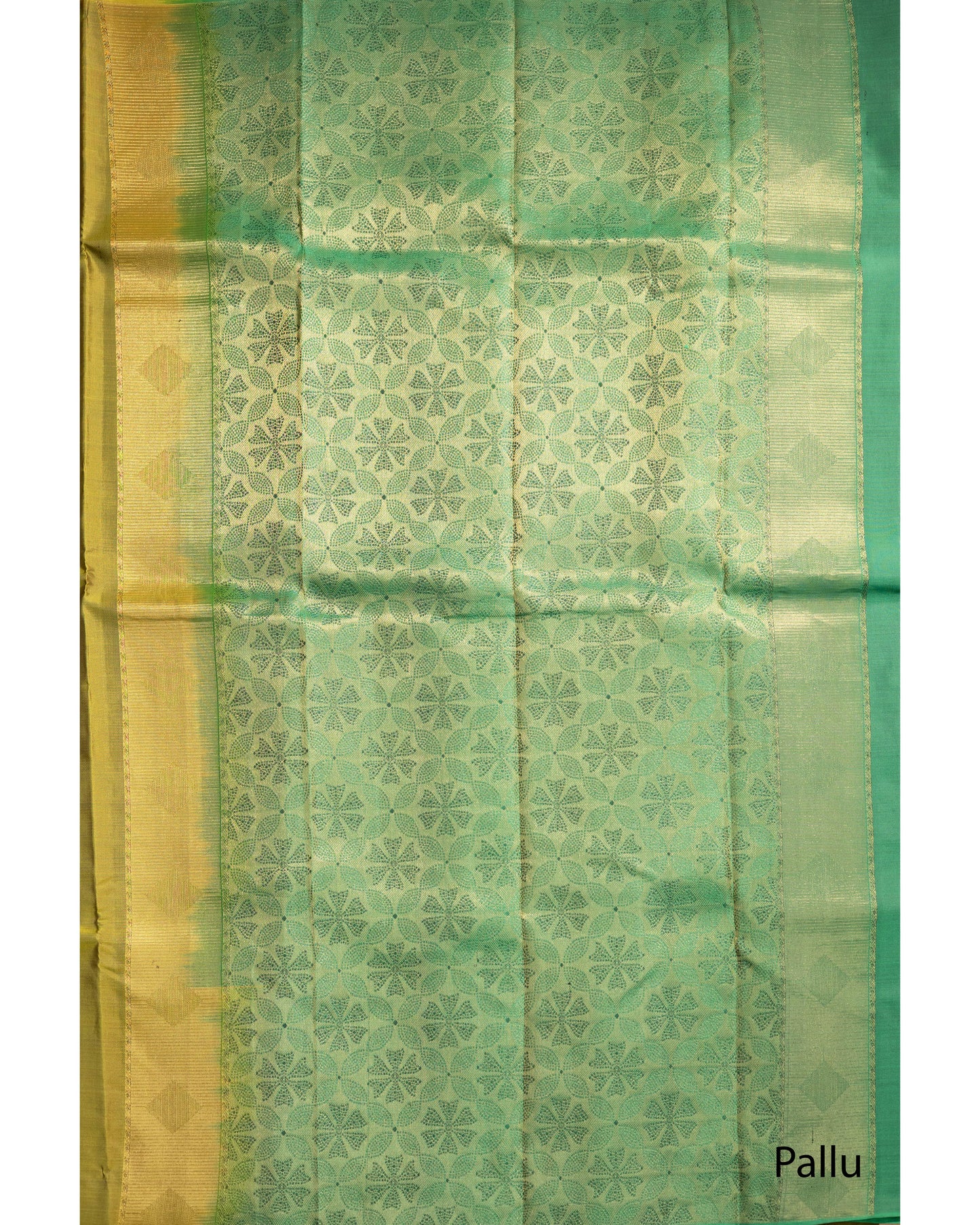 Olive Green With Deeper Saffire Green Pallu Pure Soft Silk Saree