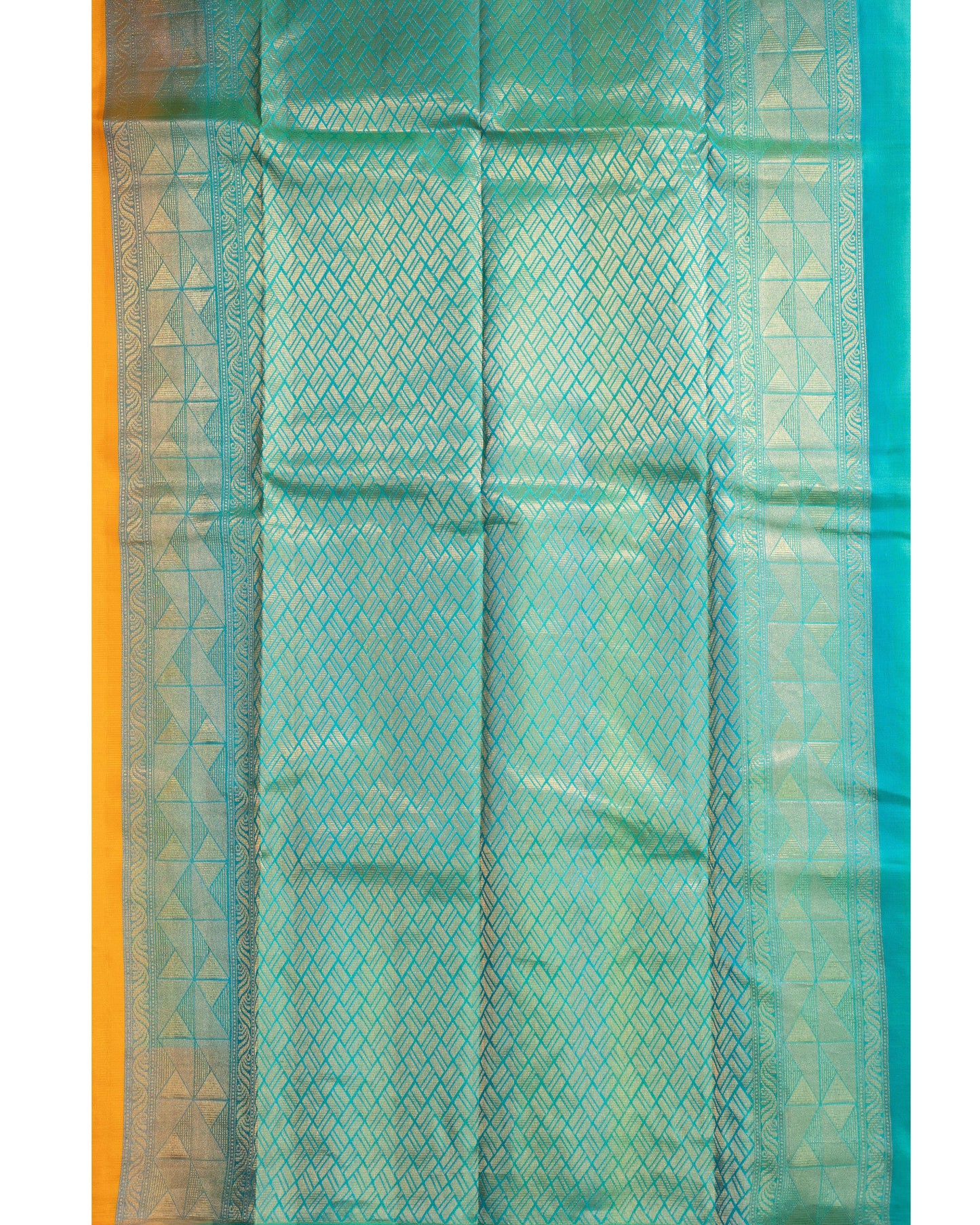 Deeper Mango With Saffire Green Pallu Pure Soft Silk Saree