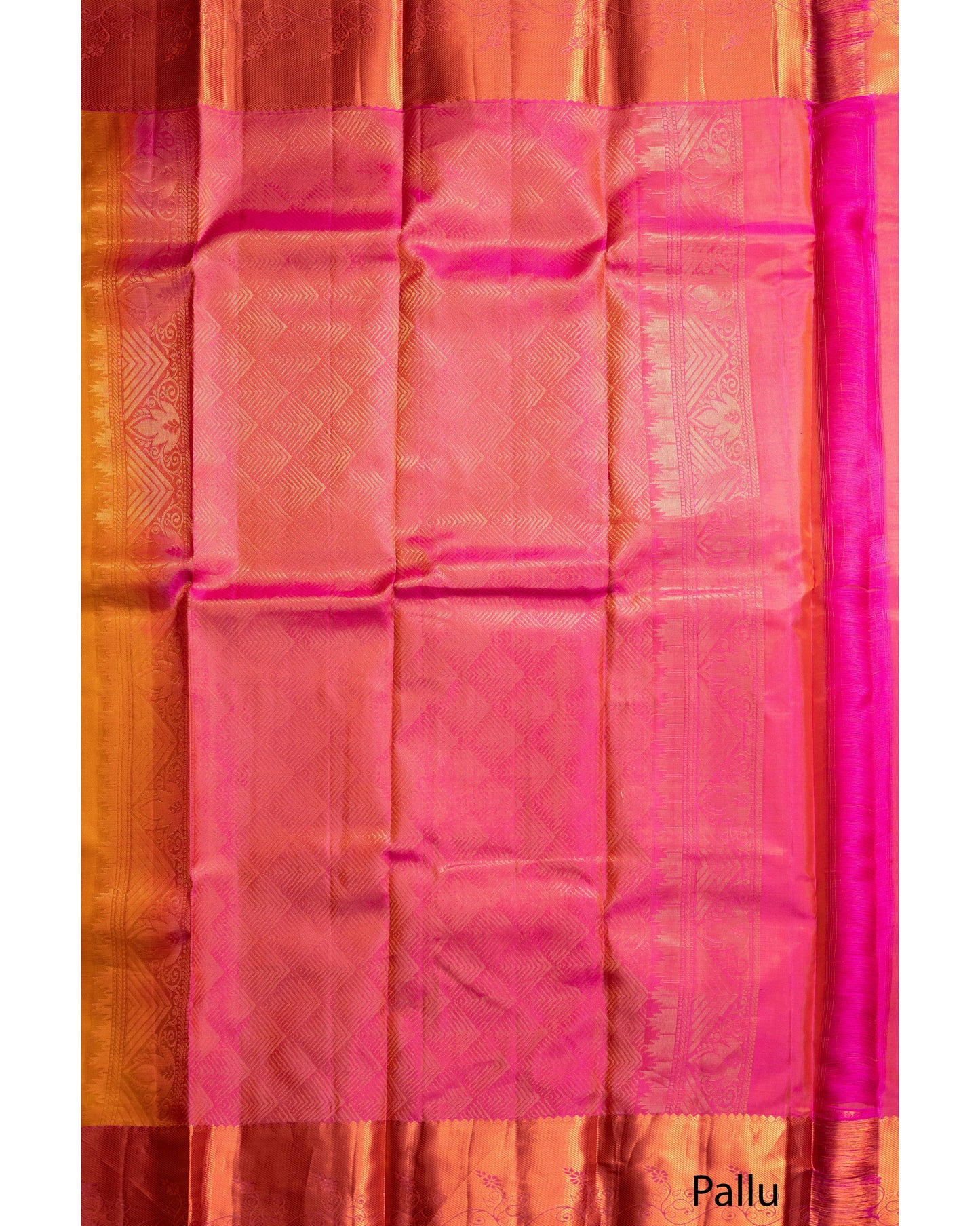 Bright Mustard With Rani Pink Pallu Pure Soft Silk Saree