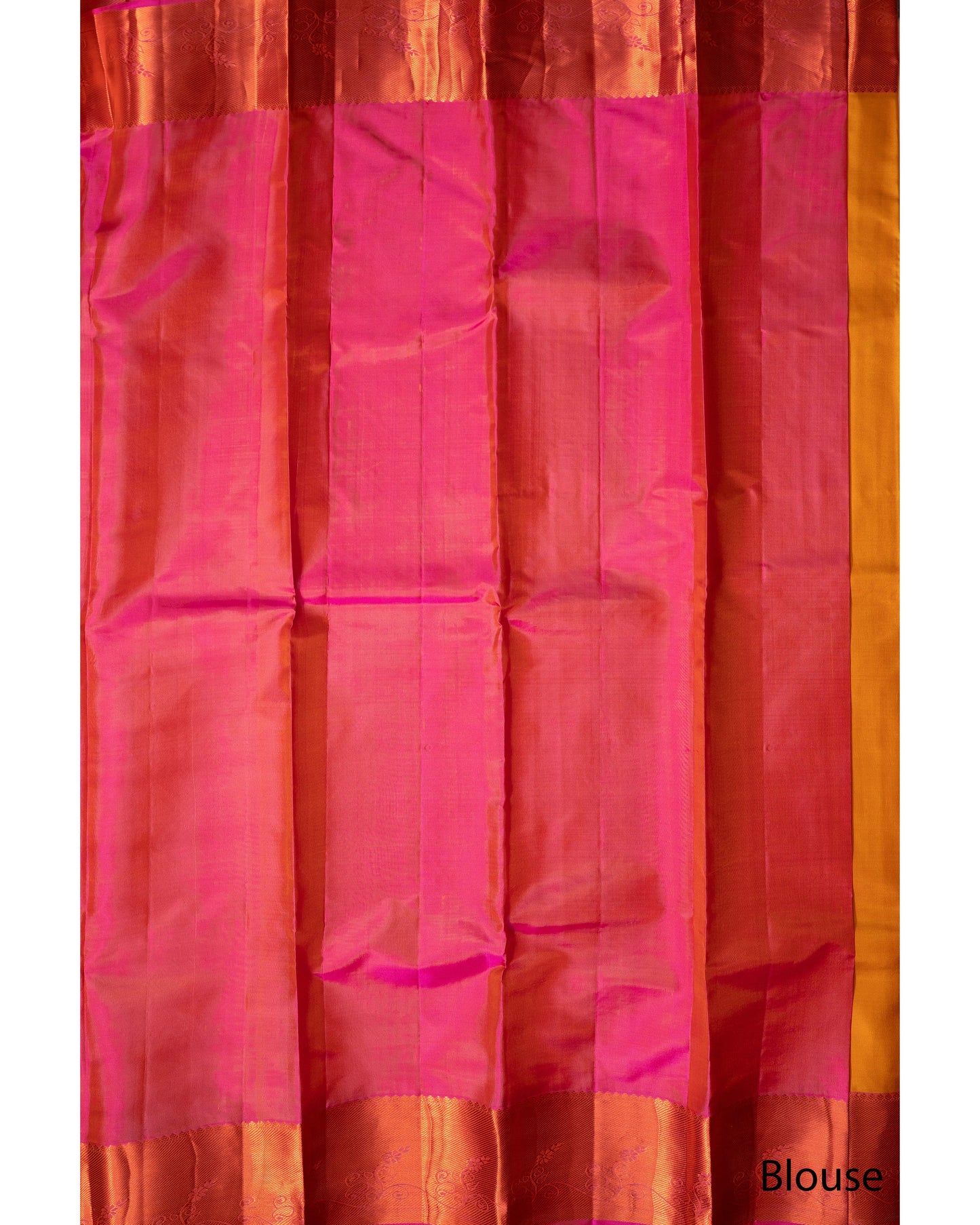 Bright Mustard With Rani Pink Pallu Pure Soft Silk Saree