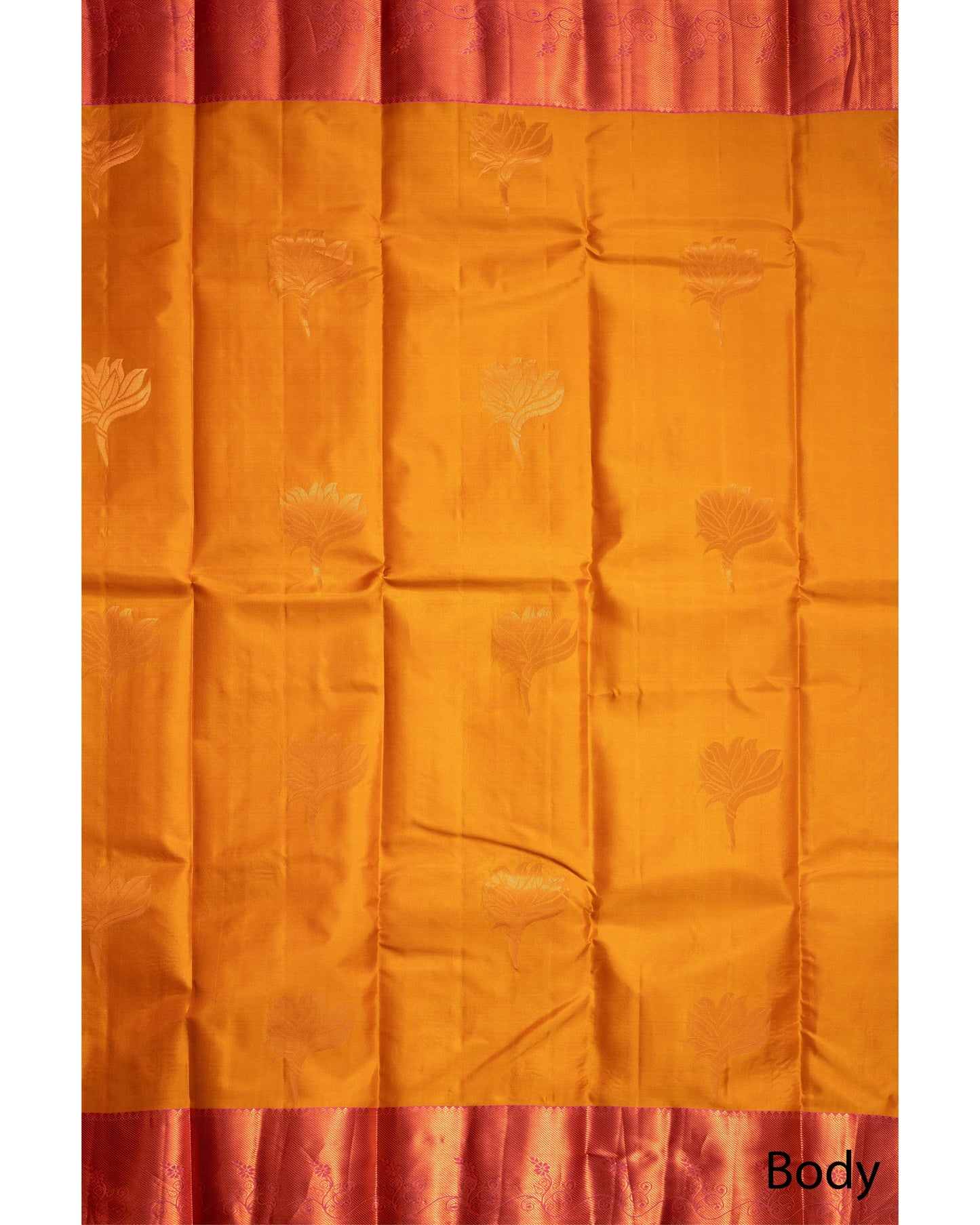 Bright Mustard With Rani Pink Pallu Pure Soft Silk Saree