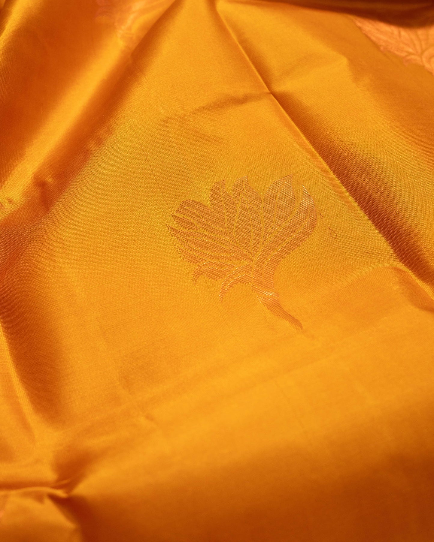 Bright Mustard With Rani Pink Pallu Pure Soft Silk Saree