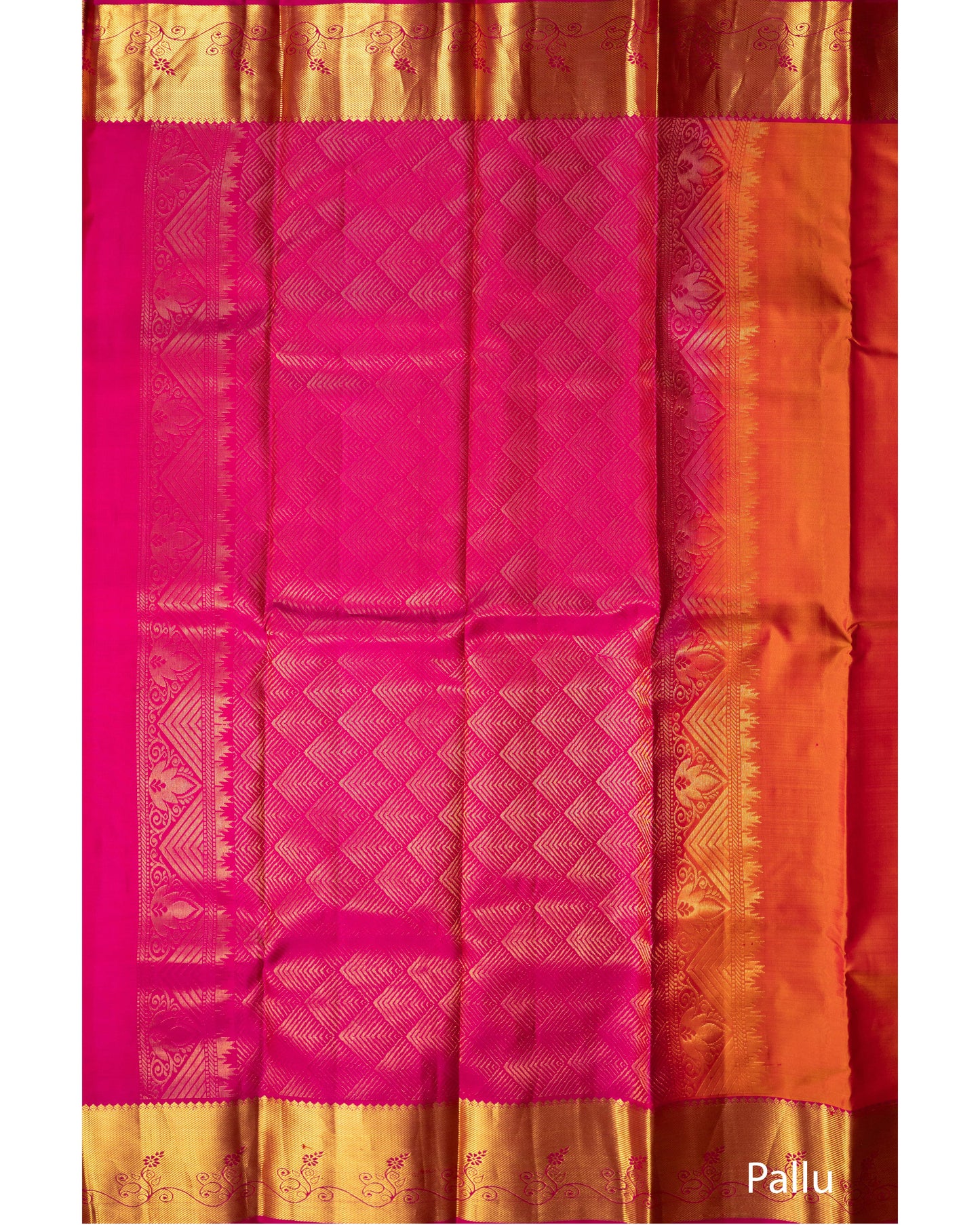 Mango Colour With Rani Pink Pallu Pure Soft Silk Saree