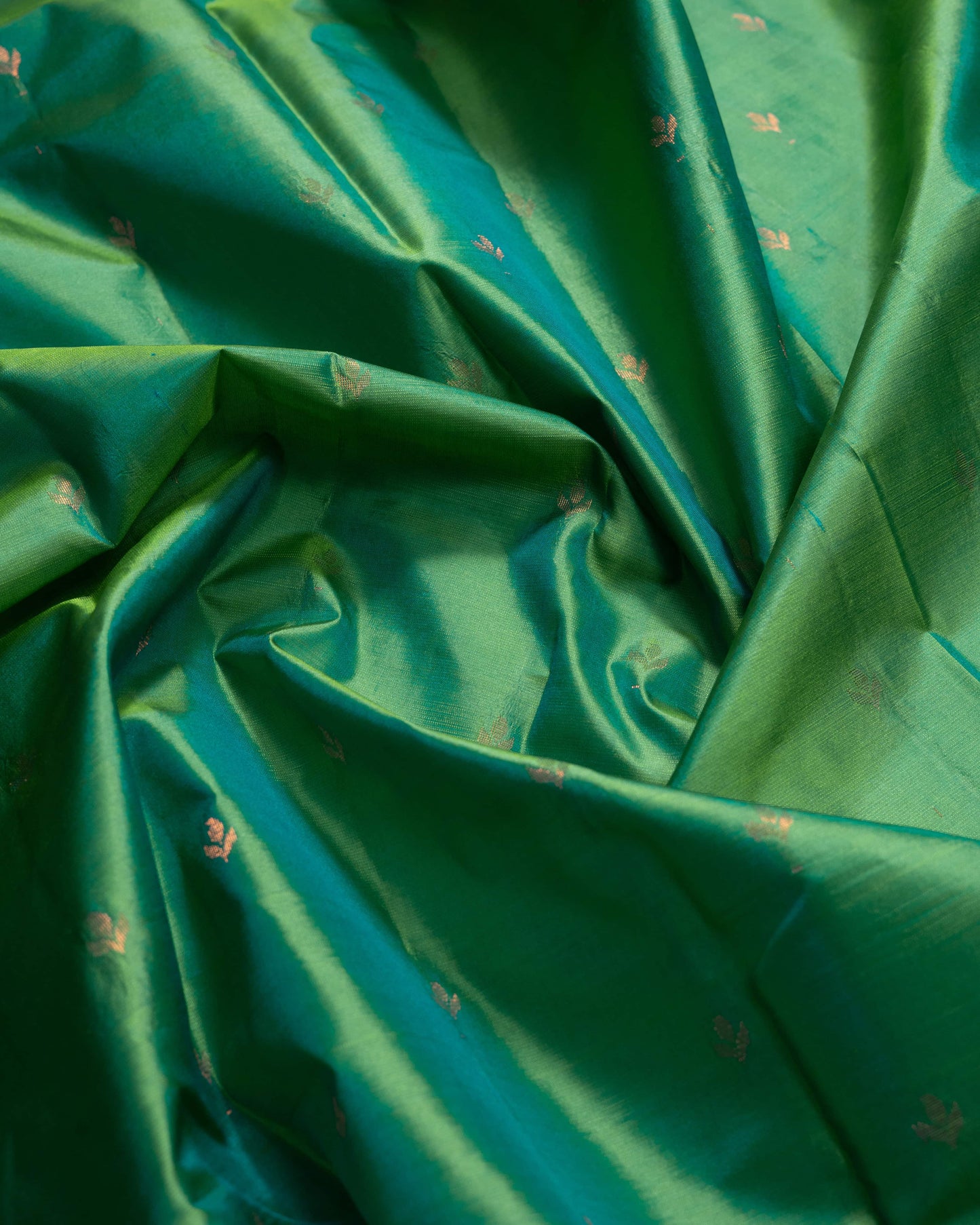 Apple Green With Blue Self Colour Pallu Pure Soft Silk Saree