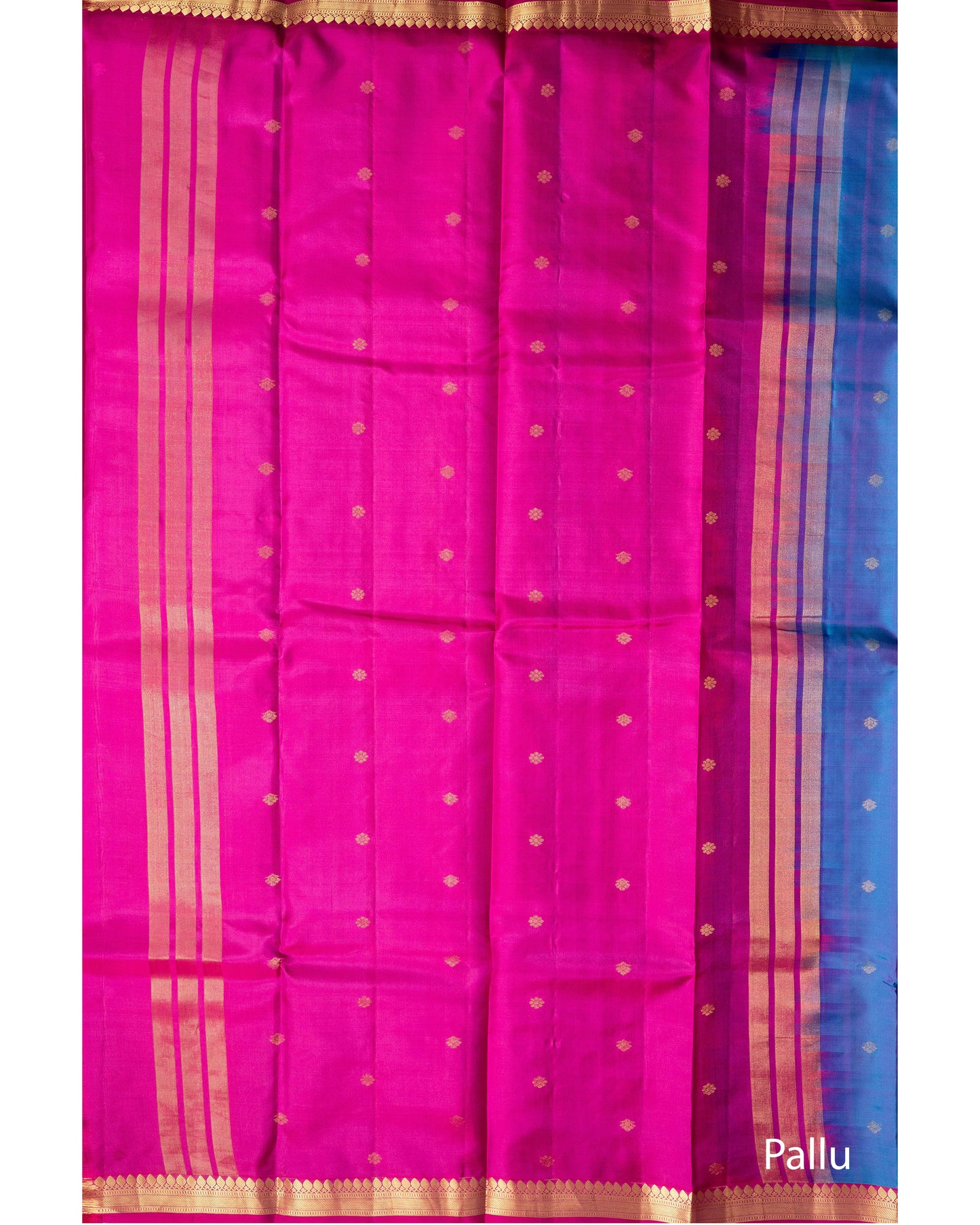 Ananda Blueish pink With Rani Pink Pallu Pure Soft Silk Saree