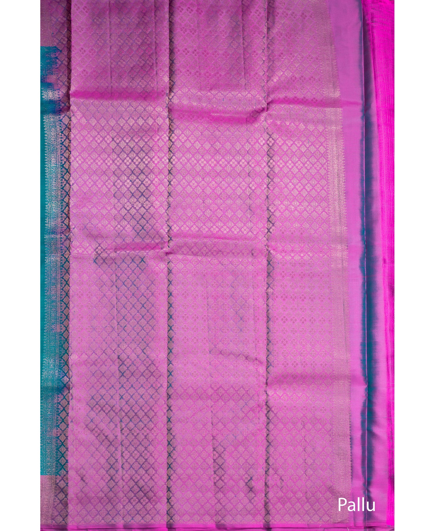 Saffire Green With Rani Pink Pallu Pure Soft Silk Saree