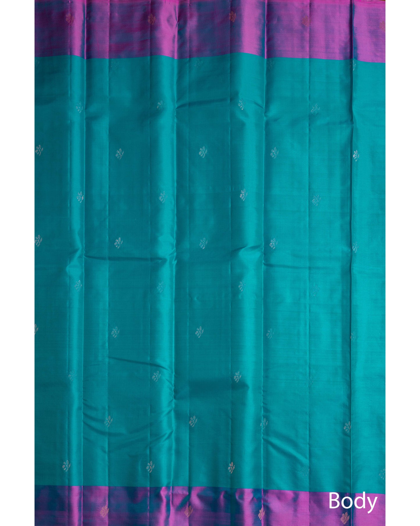 Saffire Green With Rani Pink Pallu Pure Soft Silk Saree