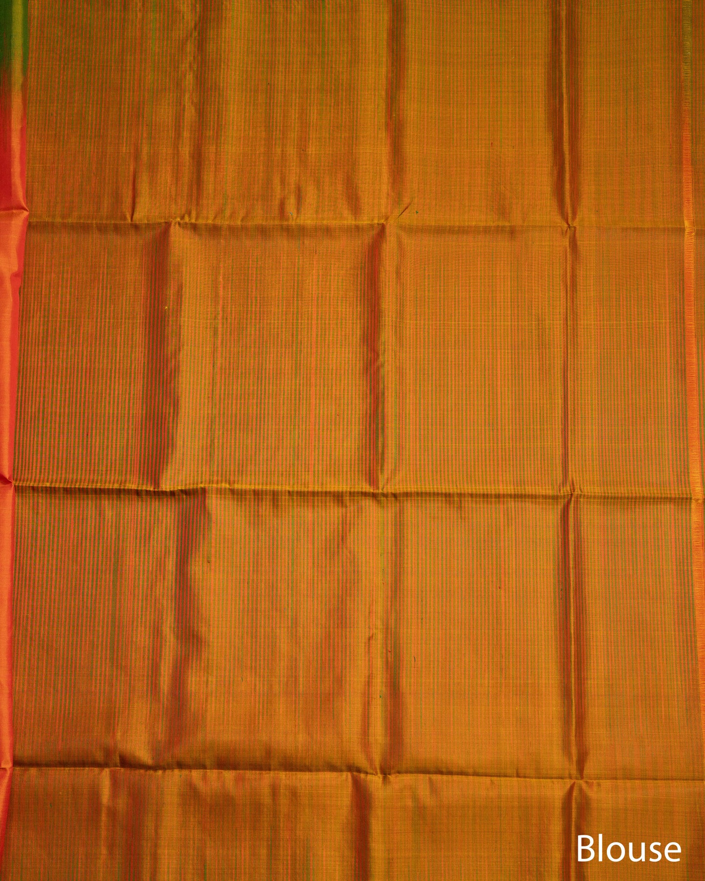 Orangeish Mango With Olive Green Pallu Pure Soft Silk Saree