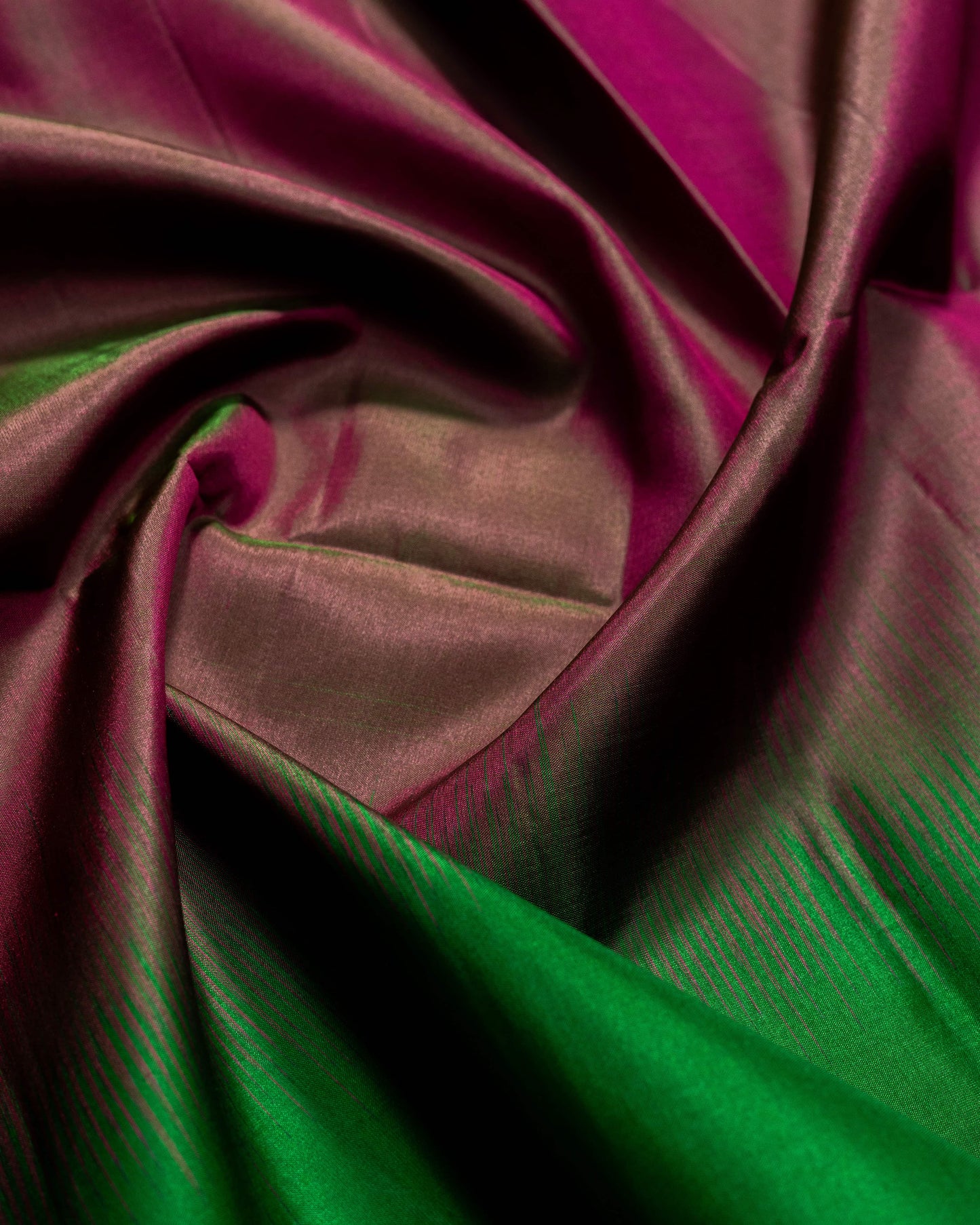 Greenish Majenta With Leaf Green Pallu Pure Soft Silk Saree