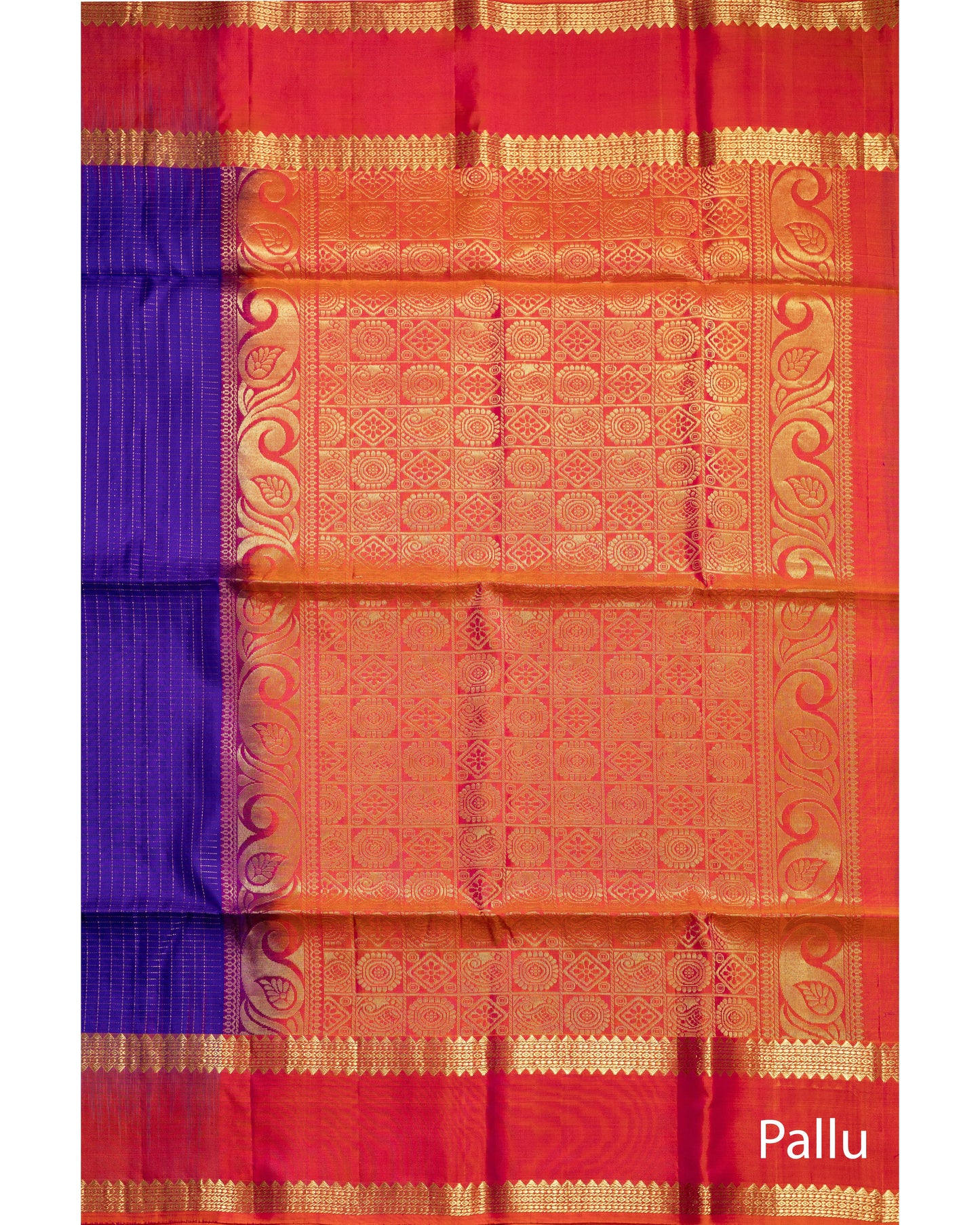Royal Blue With Tomato Colour Pallu Pure Soft Silk Saree