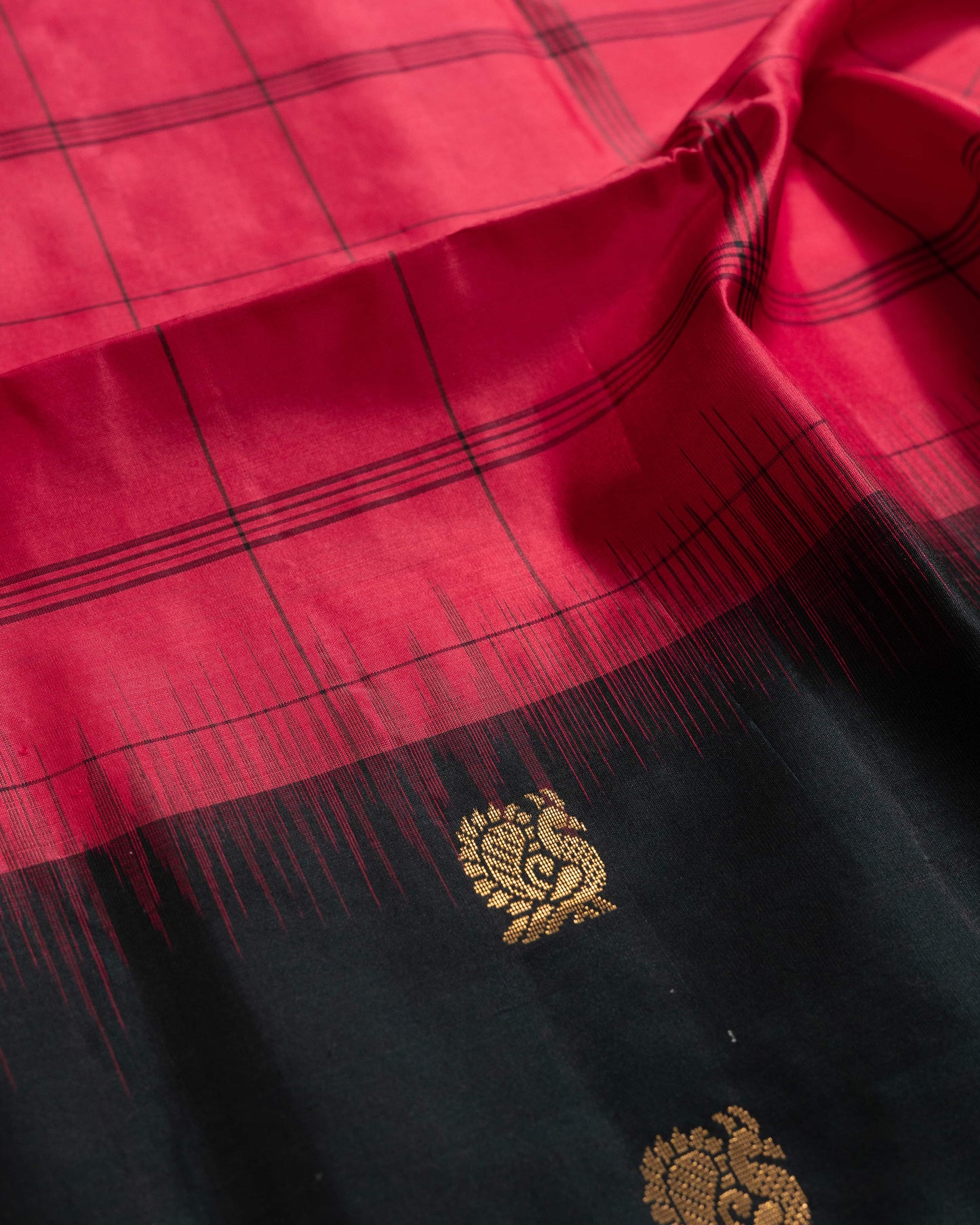 Subtle Rani Pink With Bottle Green Pallu Pure Soft Silk Saree
