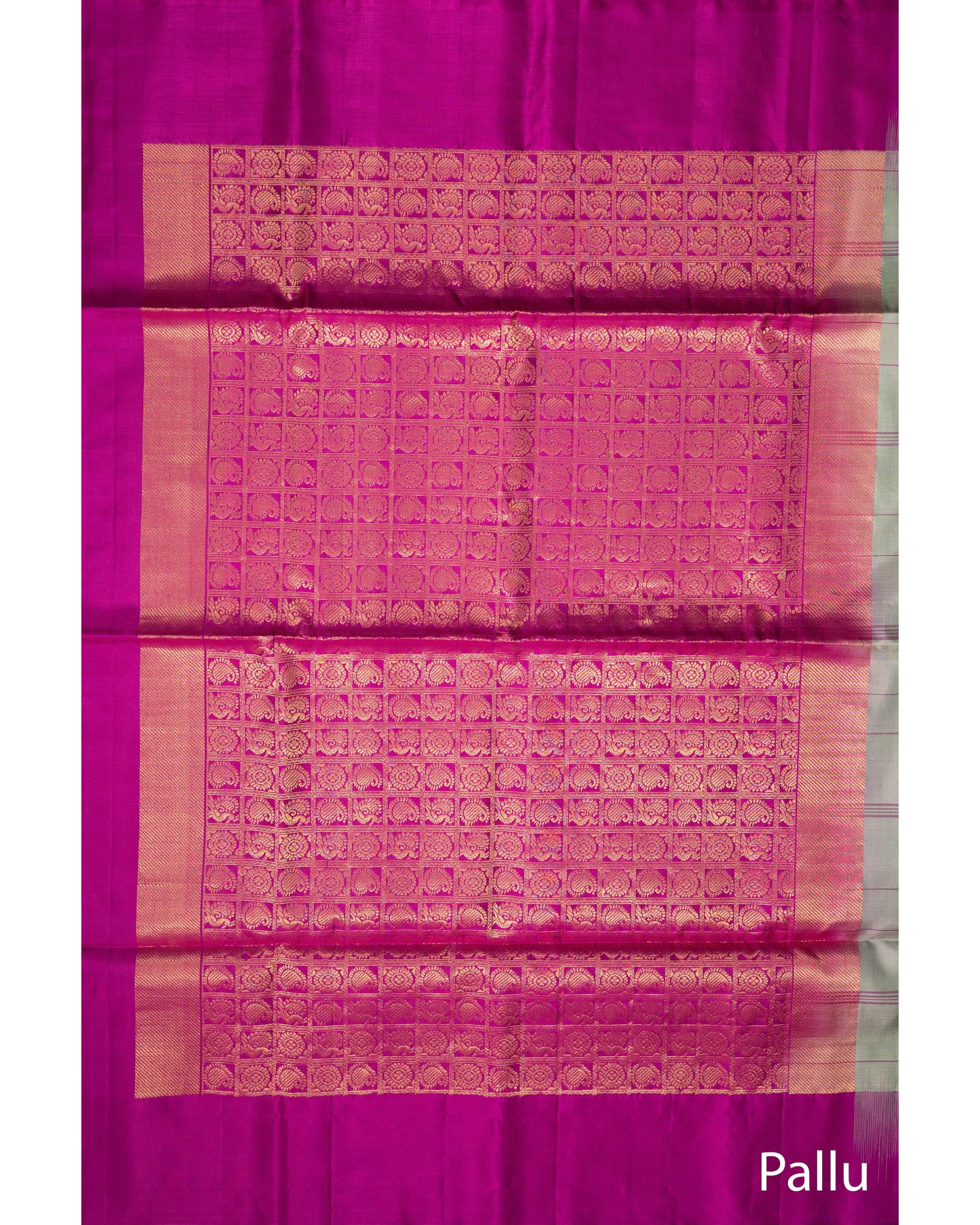 Pastel Pista Green With Light Majenta Pallu Pure Soft Silk Saree