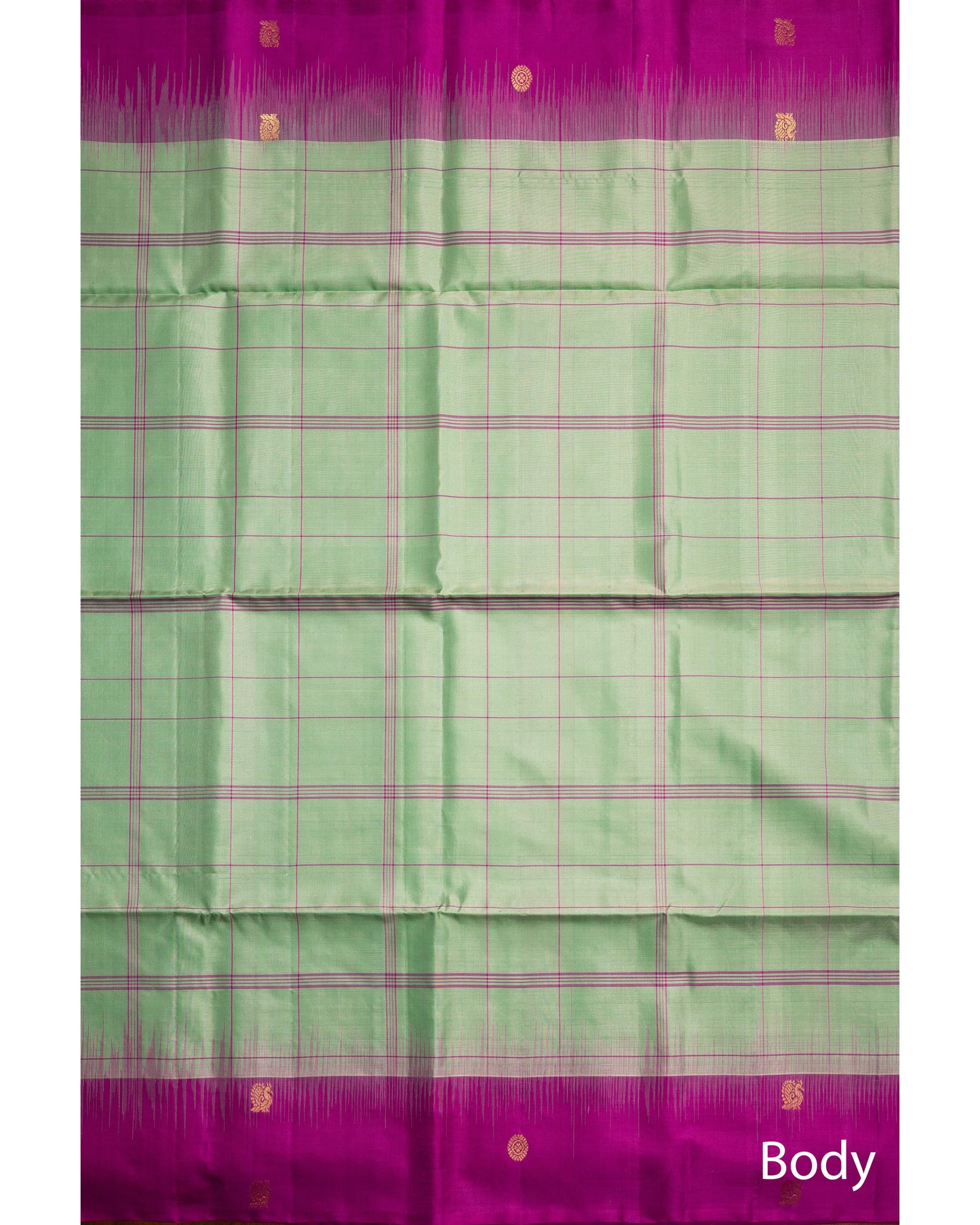 Pastel Pista Green With Light Majenta Pallu Pure Soft Silk Saree