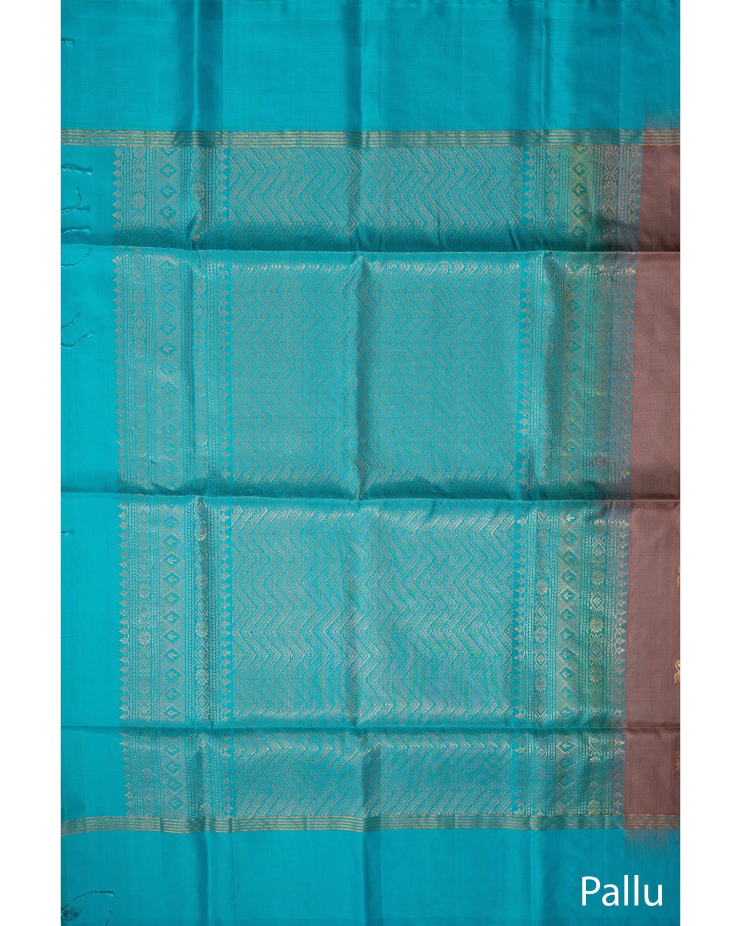 Pastel Brown With Sky Blue Pallu Pure Soft Silk Saree