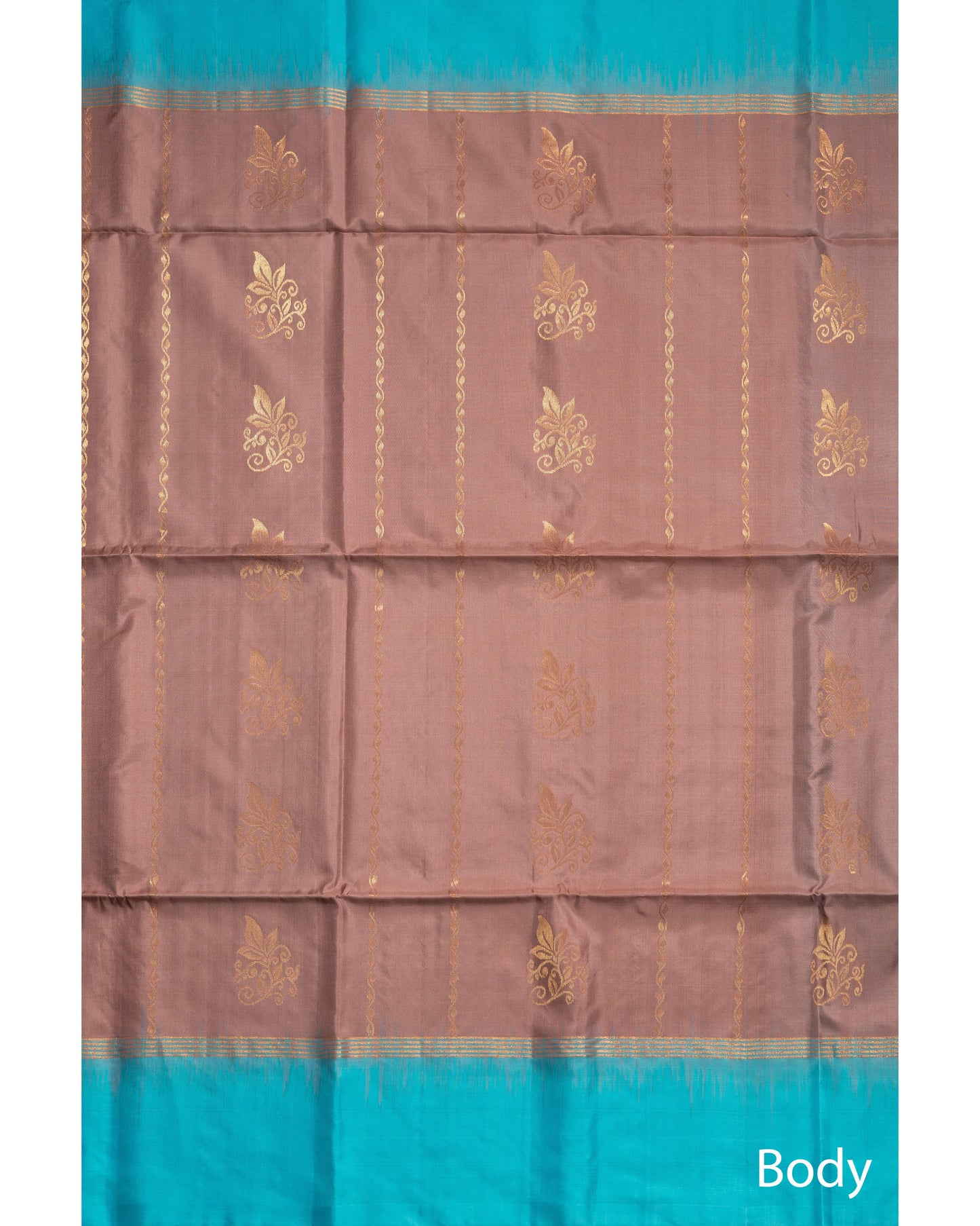 Pastel Brown With Sky Blue Pallu Pure Soft Silk Saree