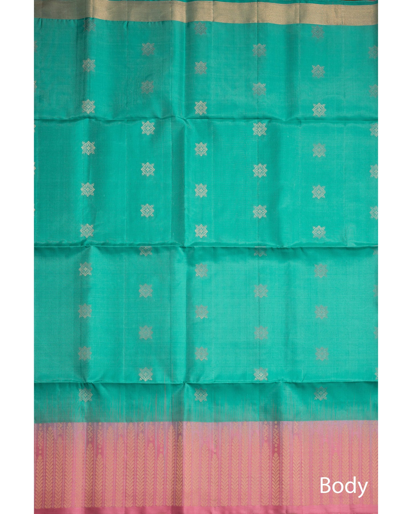 Sea Green With Pink Pallu Kanchivaram Pure Soft Silk Saree