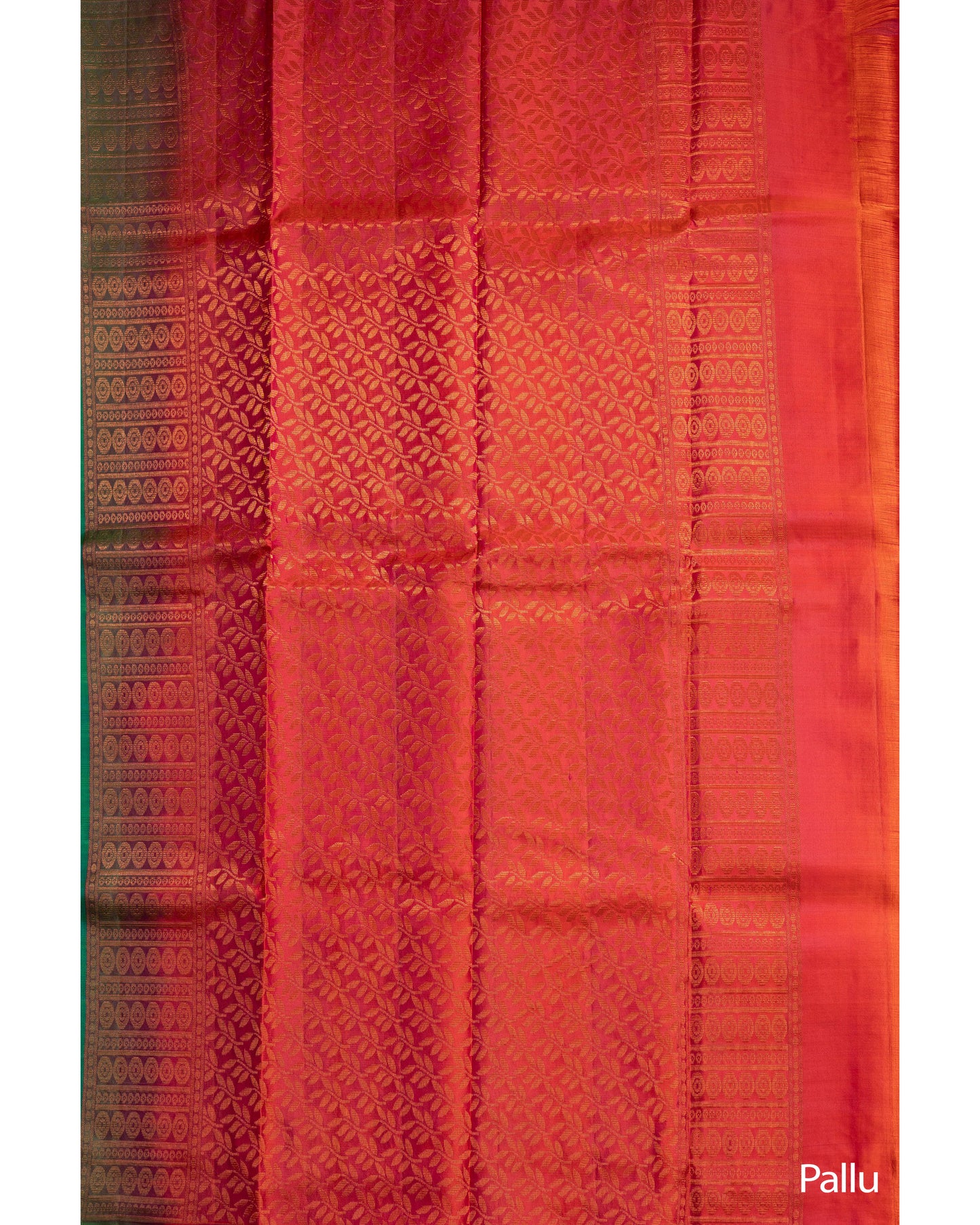 Light Saffire Green Self Print With Rani Pink Pallu Kanchivaram Pure Soft Silk Saree