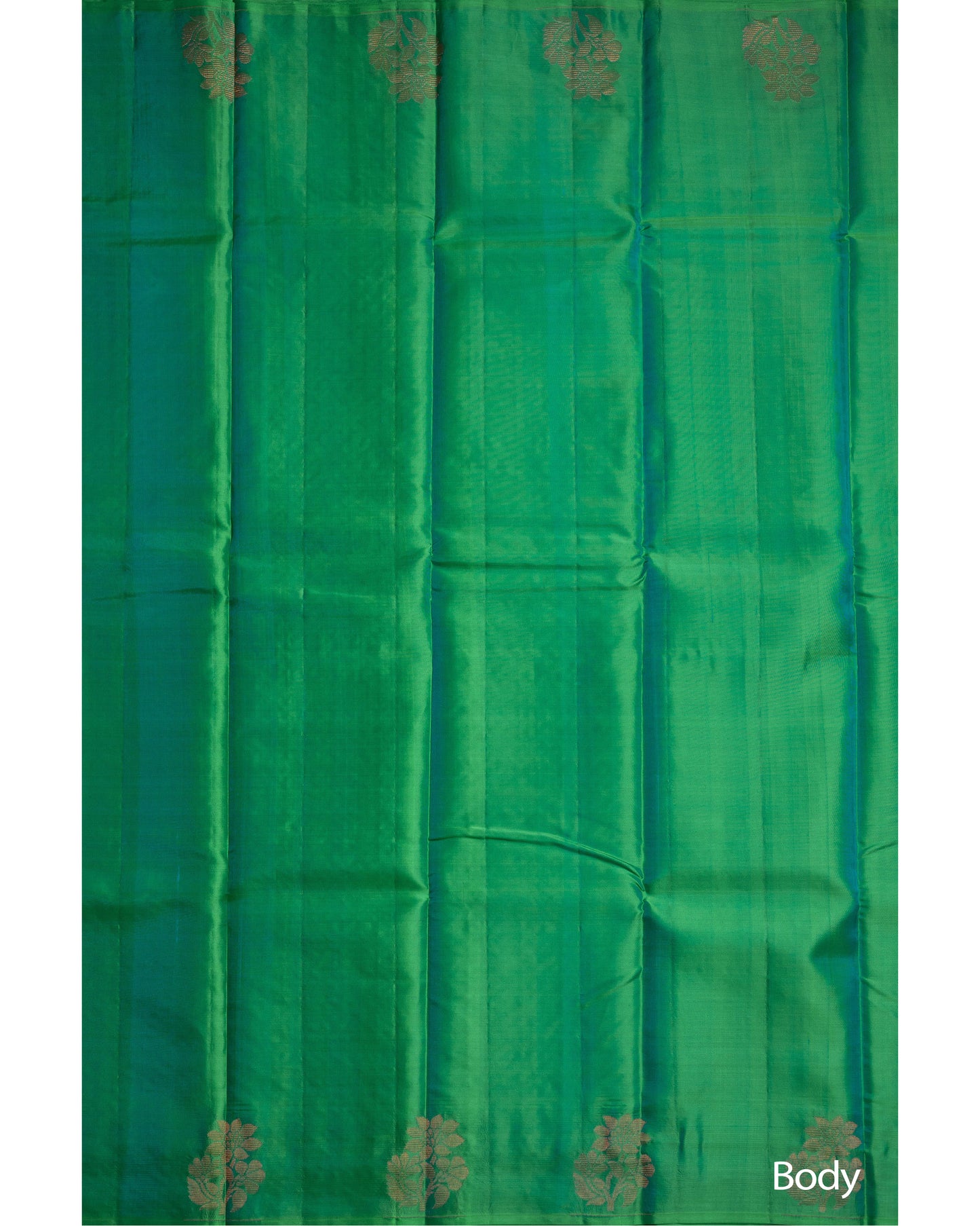 Light Saffire Green Self Print With Rani Pink Pallu Kanchivaram Pure Soft Silk Saree