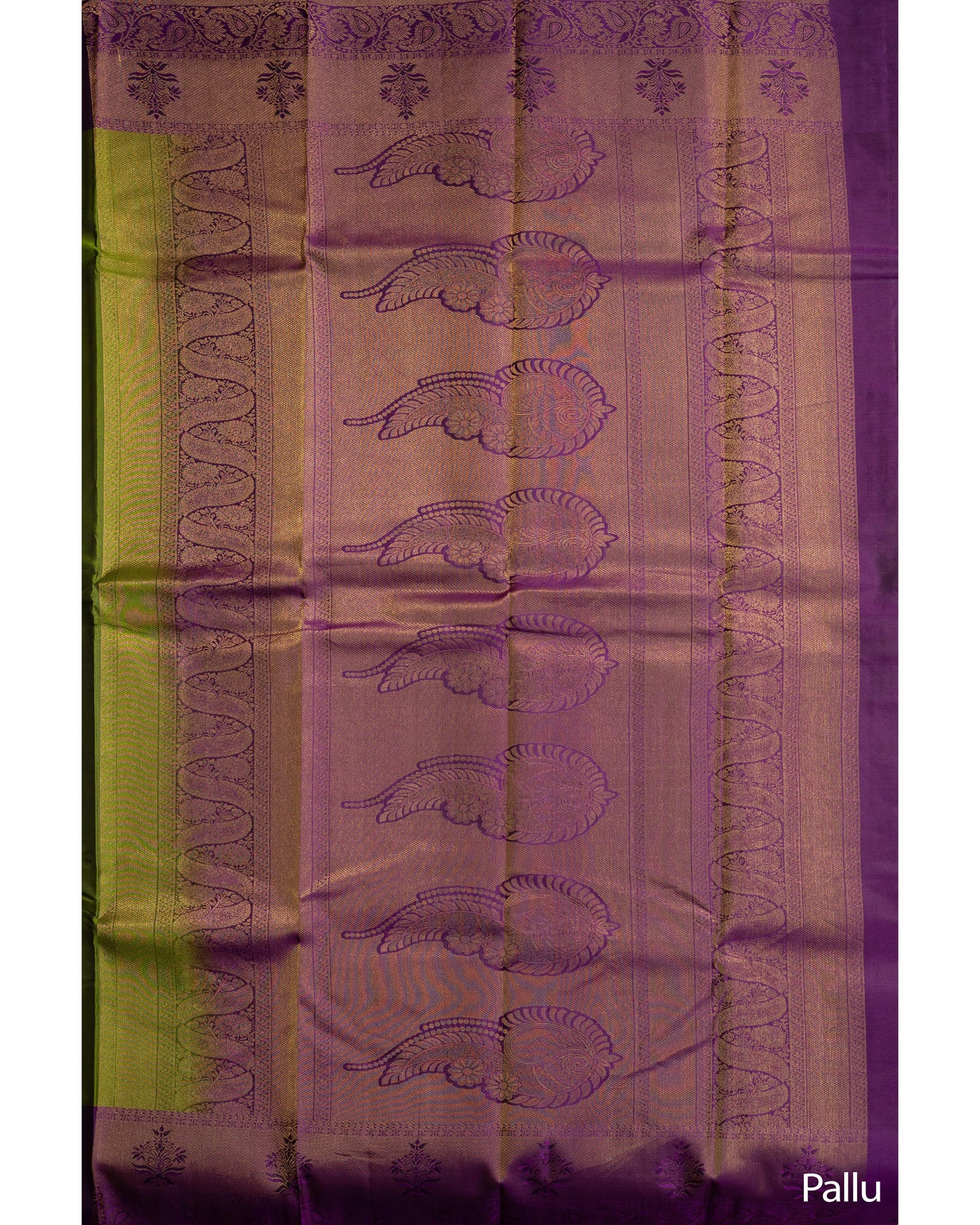 Olive Green With Deeper Burgandy Pallu Pure Soft Silk Saree