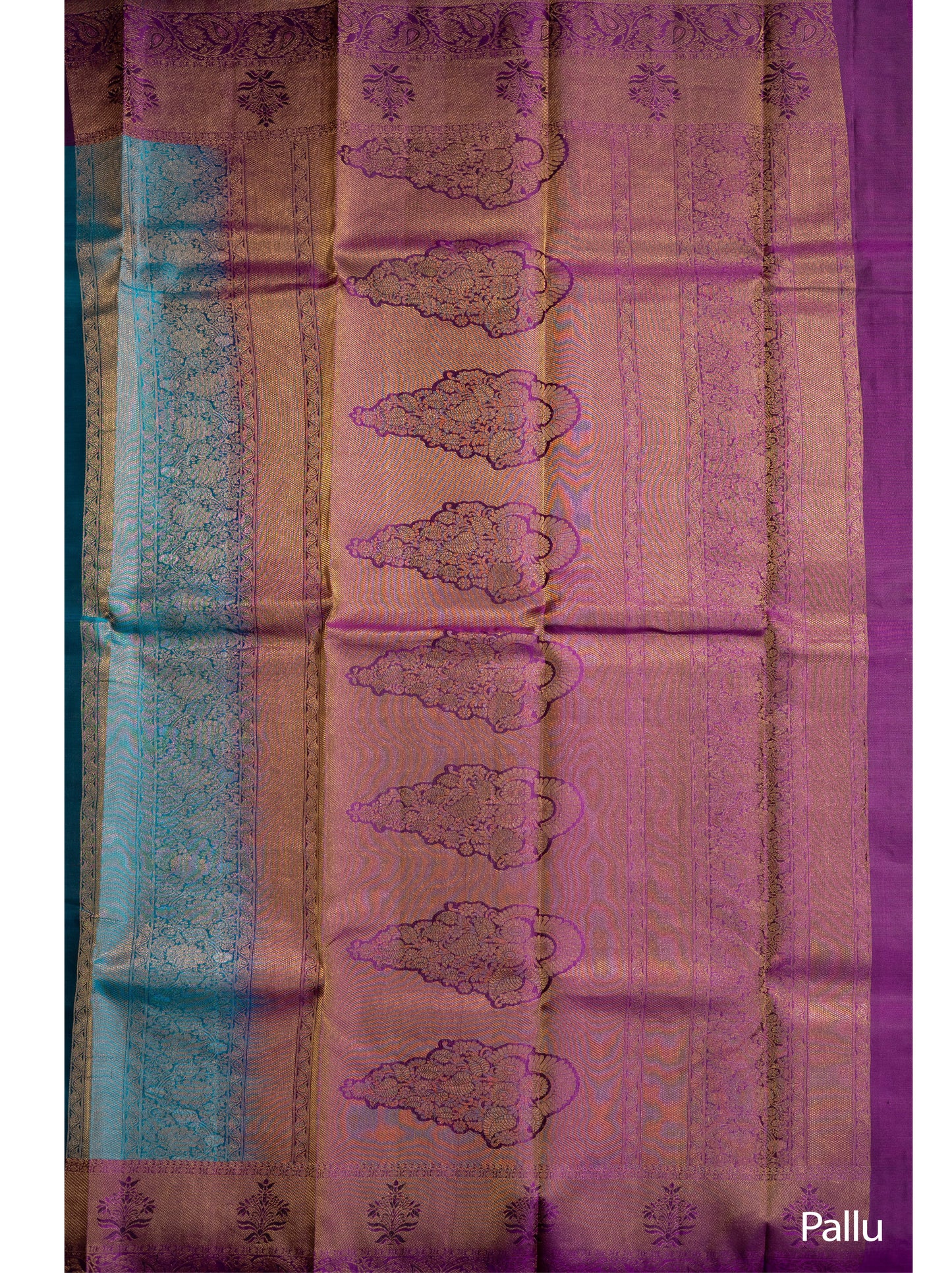Peacock Green With Deeper Burgandy Pallu Kanchivaram Pure Soft Silk Saree