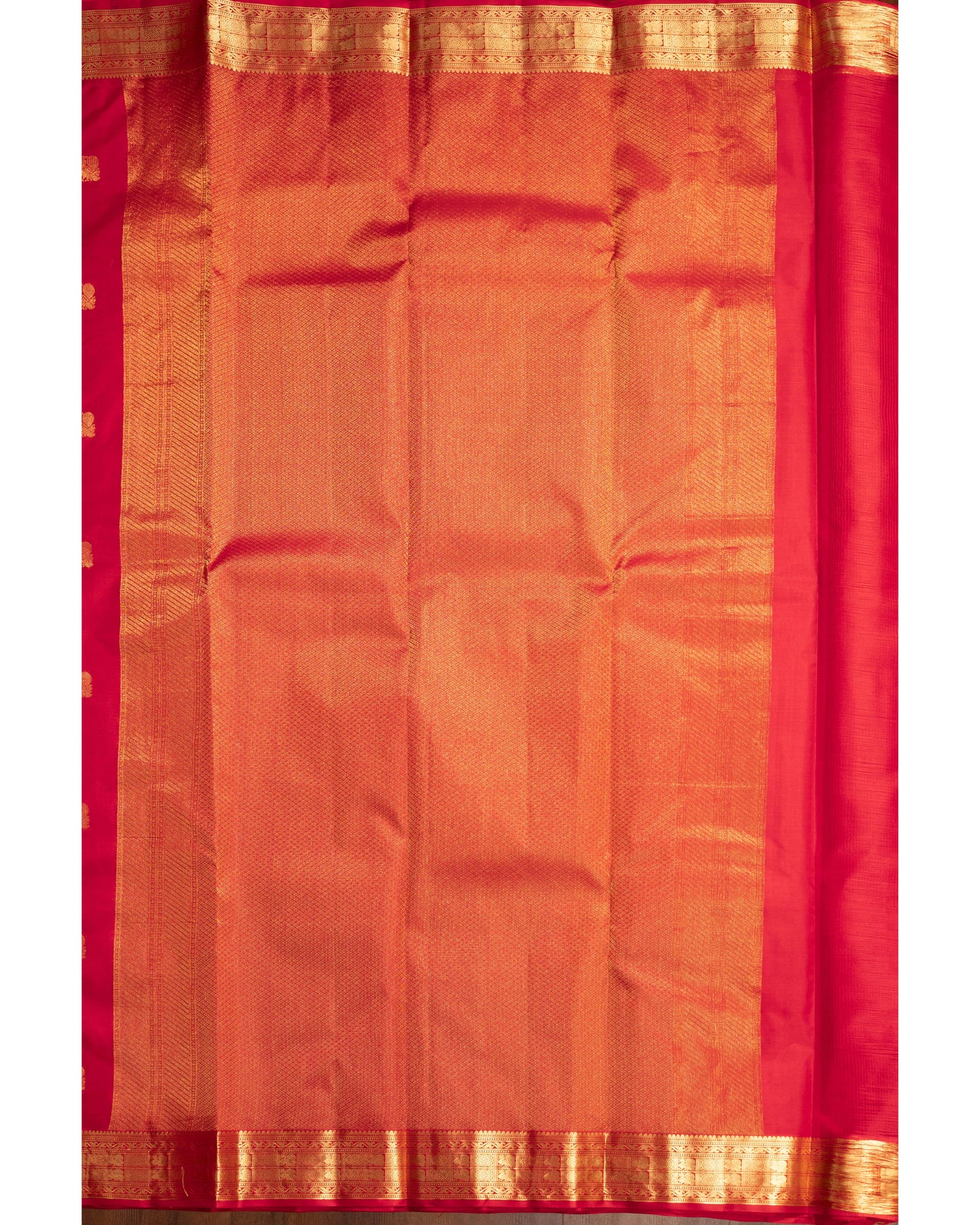 Reddish Orange With Self Colour Kanchivaram Pure Soft Silk Saree