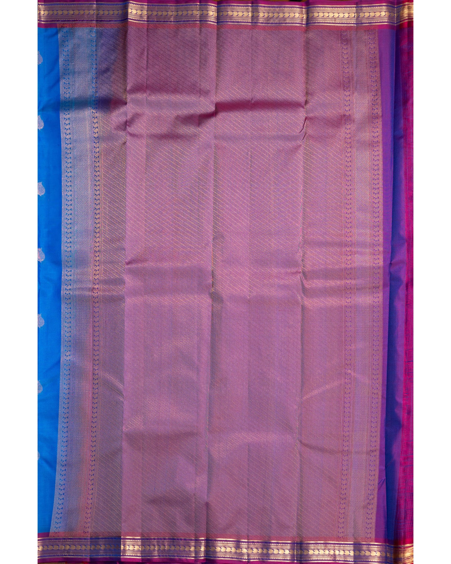 Ananda Blue With Reddish Blue Pallu Kanchivaram Pure Soft Silk Saree
