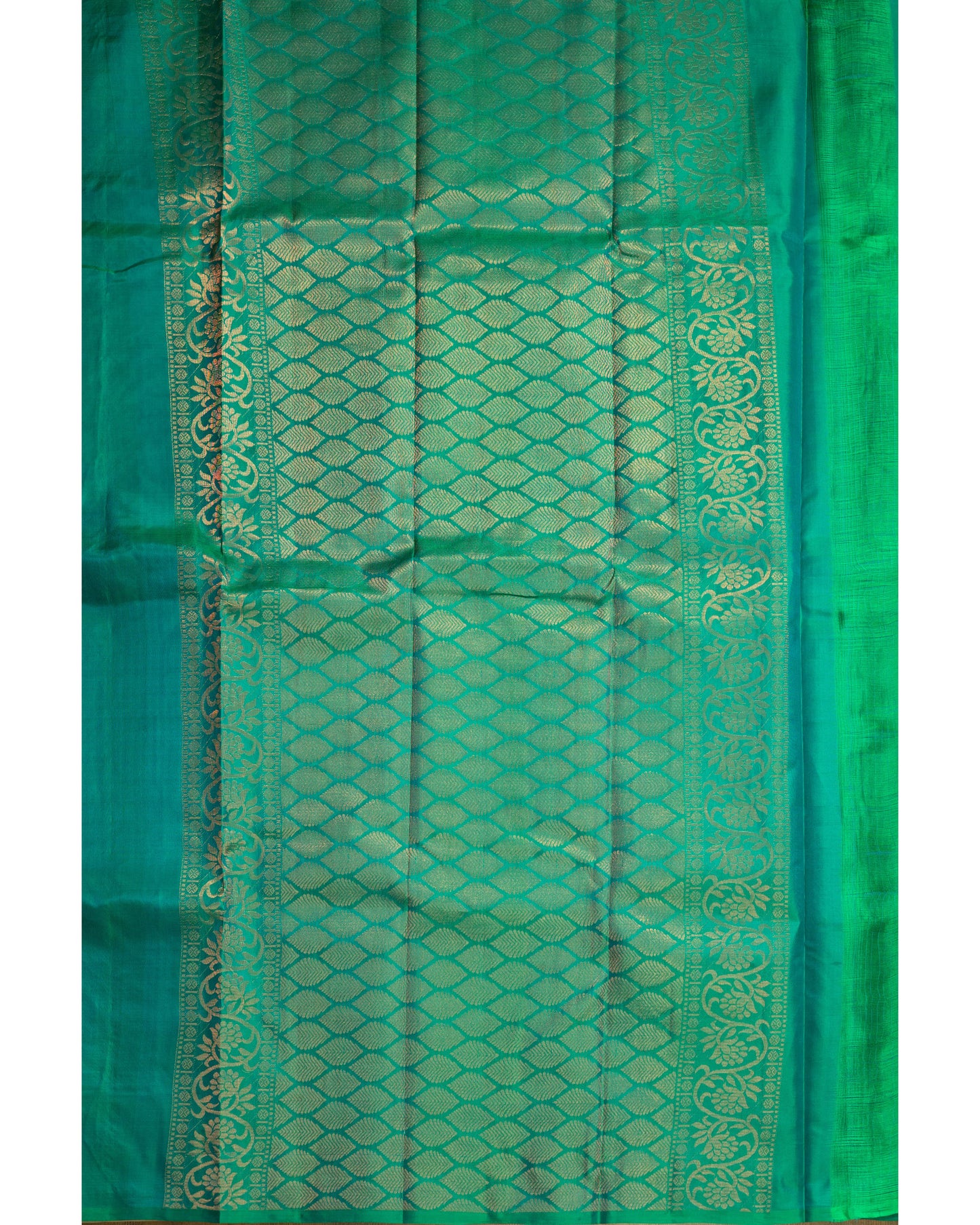 Saffire Green With Self Colour Pallu Kanchivaram Pure Soft Silk Saree