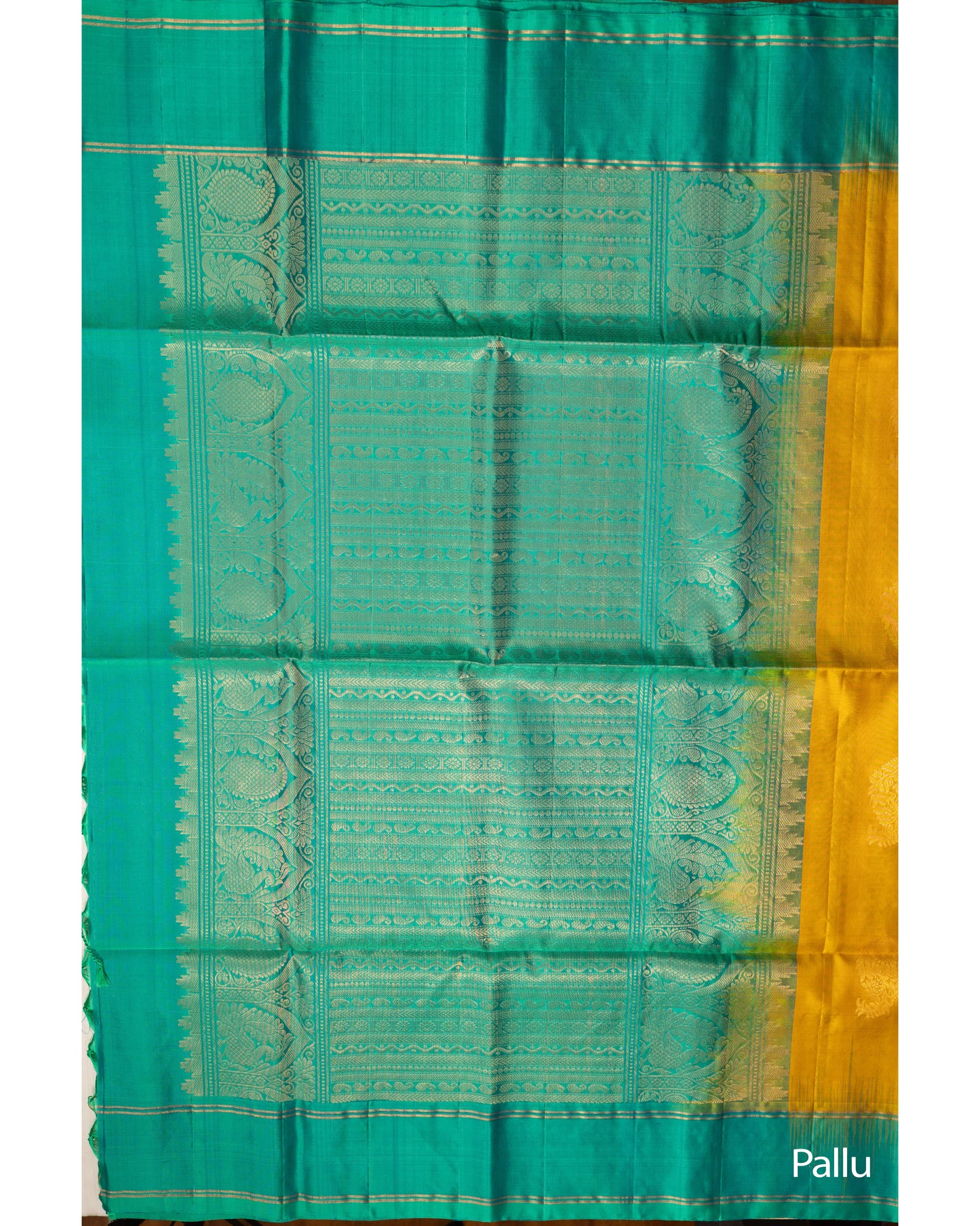 Lemon Yellow With Saffire Green Pallu Kanchivaram Pure Soft Silk Saree
