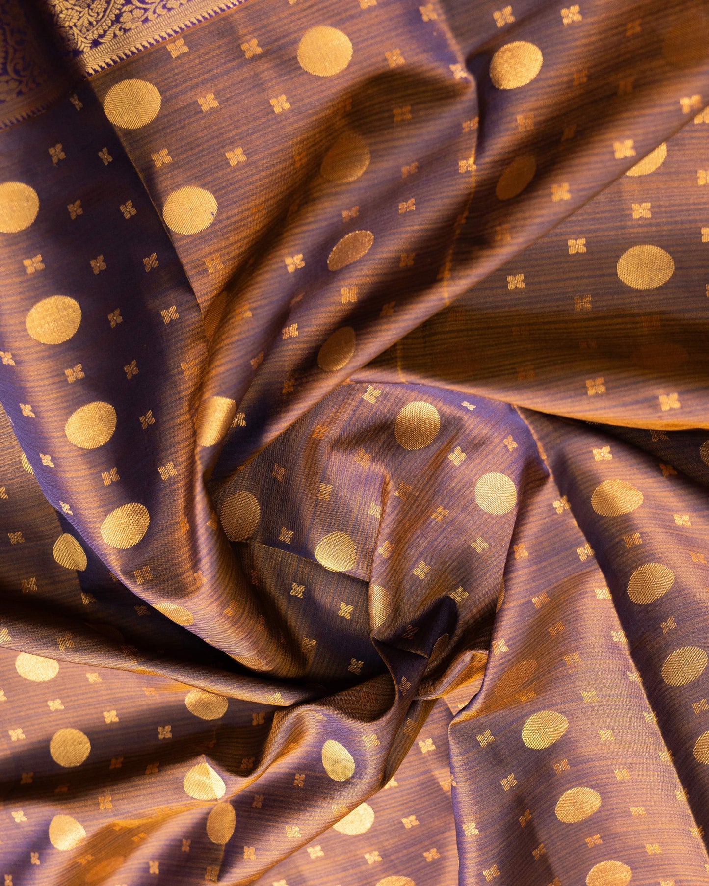 Light Brown With Purple Pallu Pure Silk Signature Blend Saree