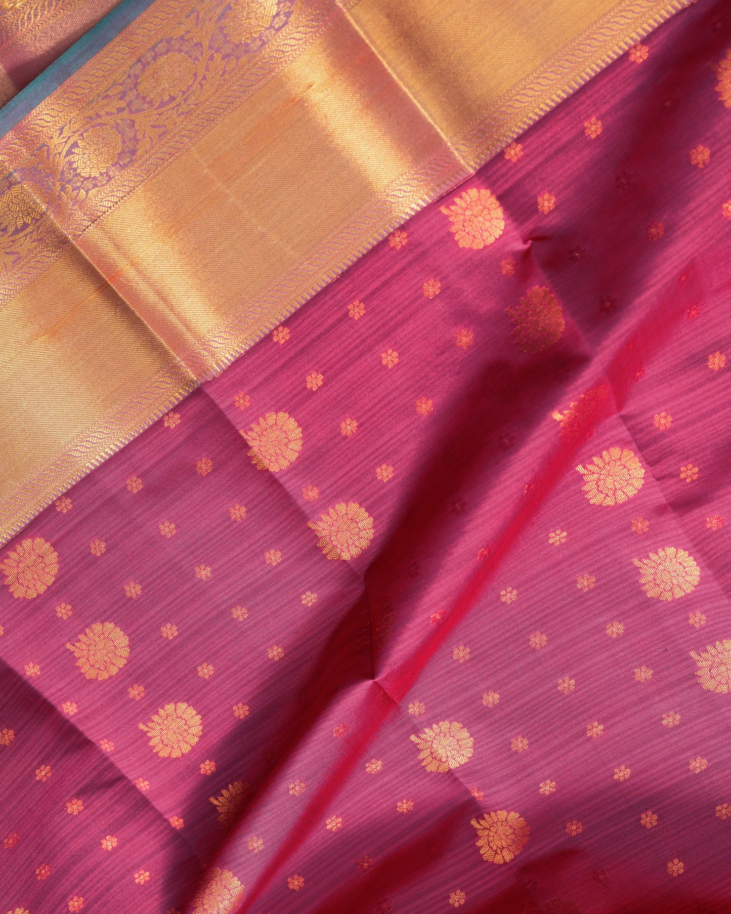Onion Pink With Saffire Green Pallu Pure Silk Signature Blend Saree