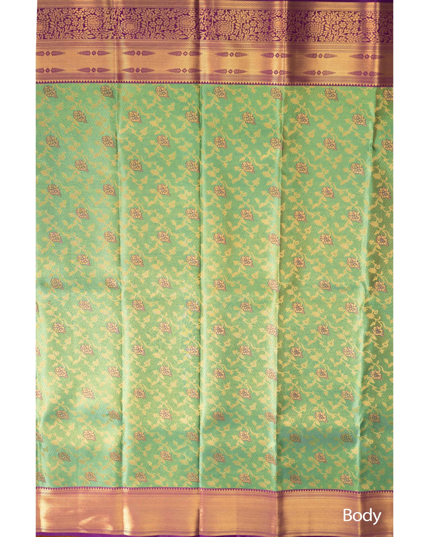 Pastel Pista Green With Burgundy Pallu Pure Silk Signature Blend Saree