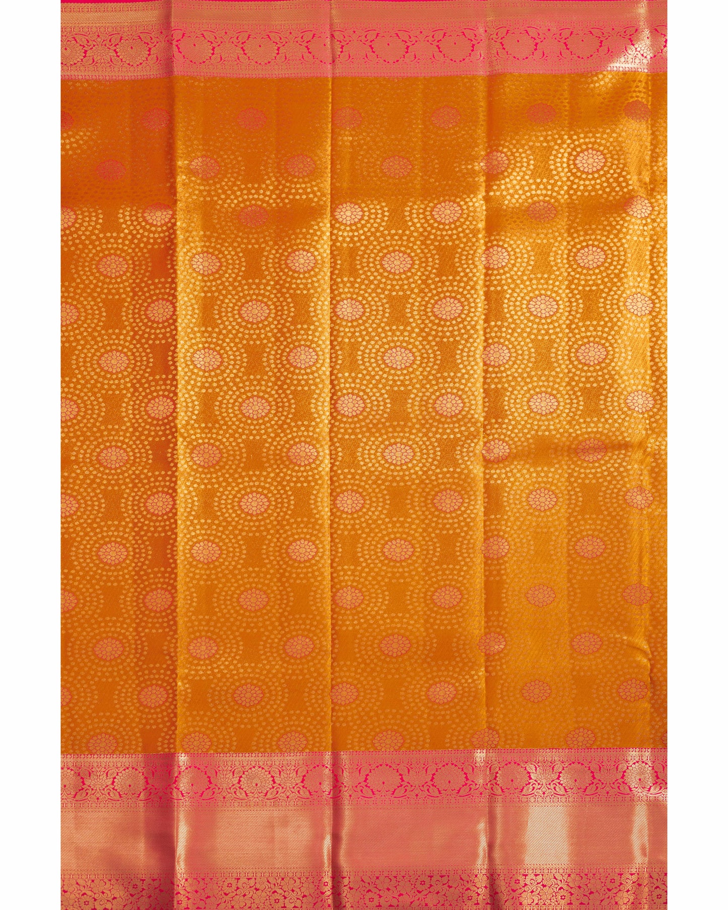 Deep Brilliant Mustard With Rani Pink Pallu Pure Silk Signature Blend Saree