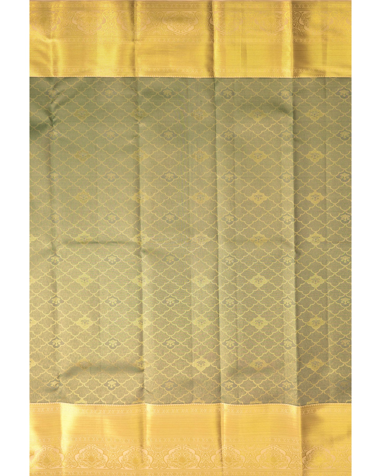 Greyish Green With Tasar Colour Pallu Pure Silk Signature Blend Saree