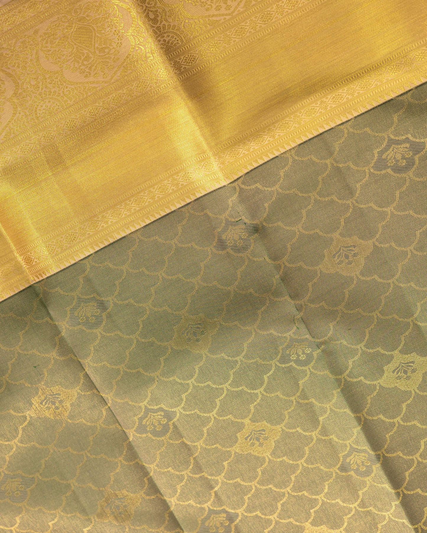 Greyish Green With Tasar Colour Pallu Pure Silk Signature Blend Saree