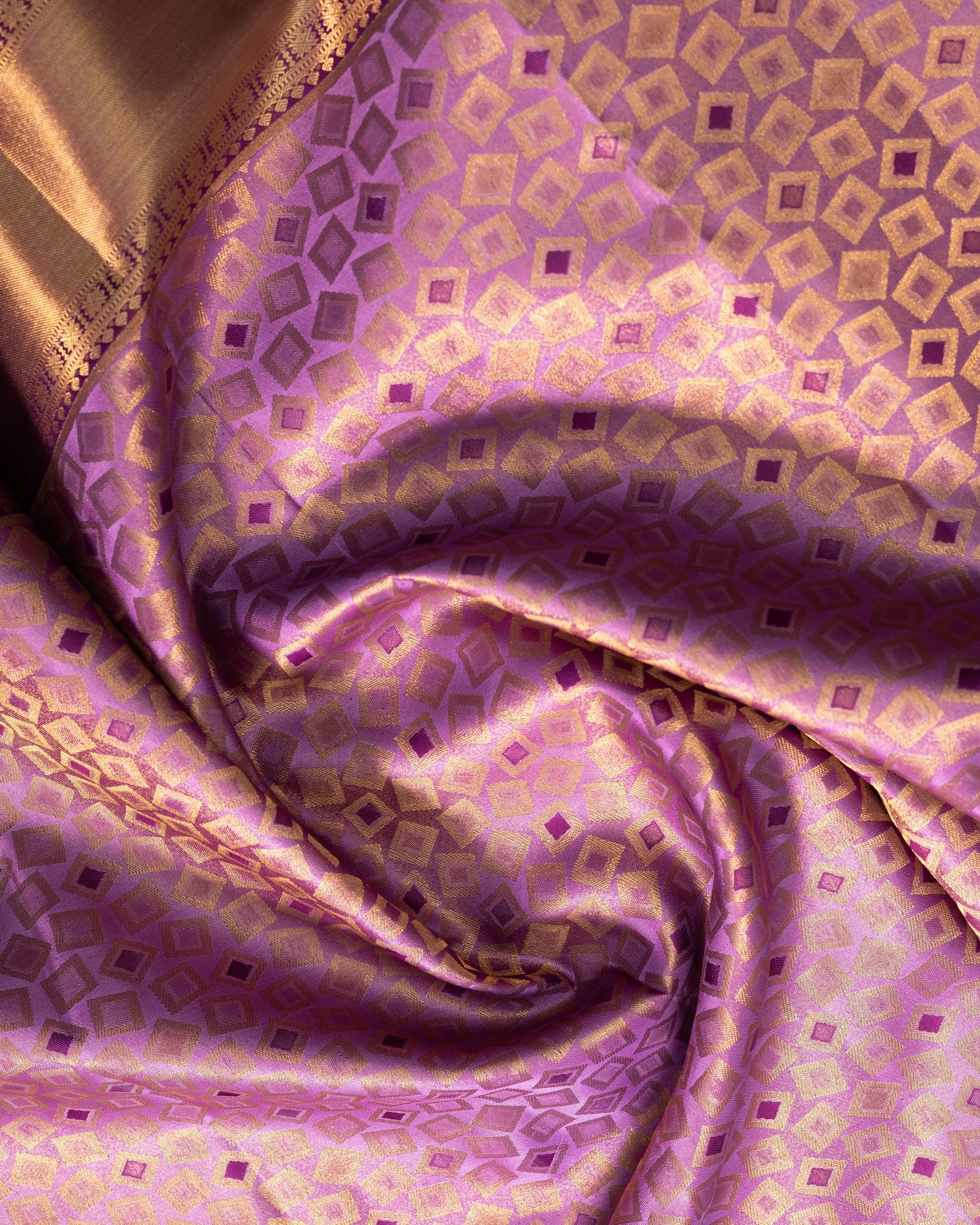 Lavender With Burgundy Pallu Pure Silk Signature Blend Saree