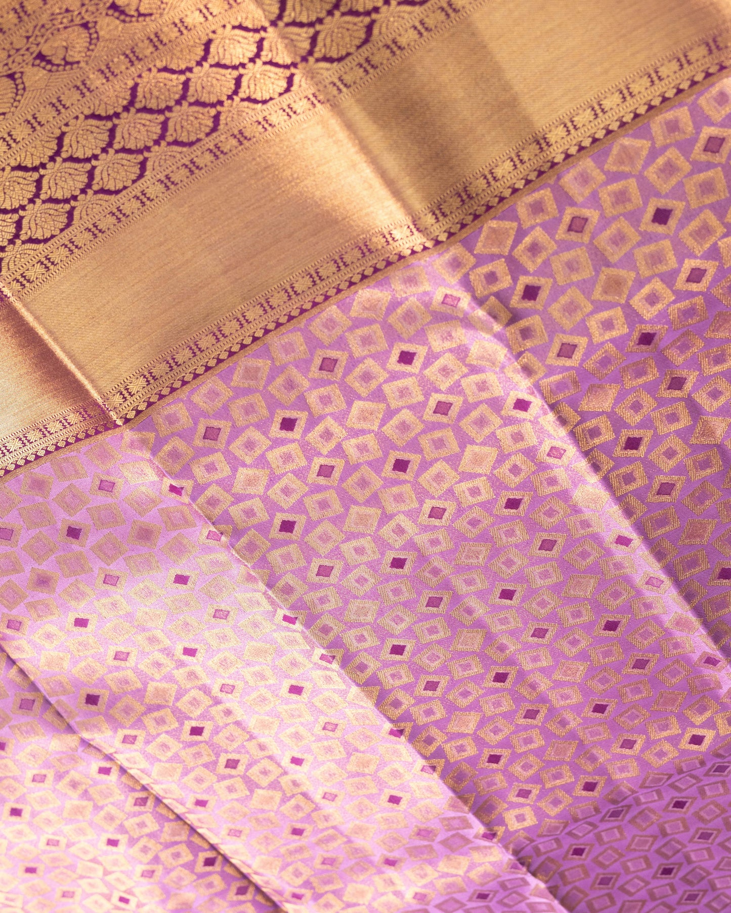 Lavender With Burgundy Pallu Pure Silk Signature Blend Saree