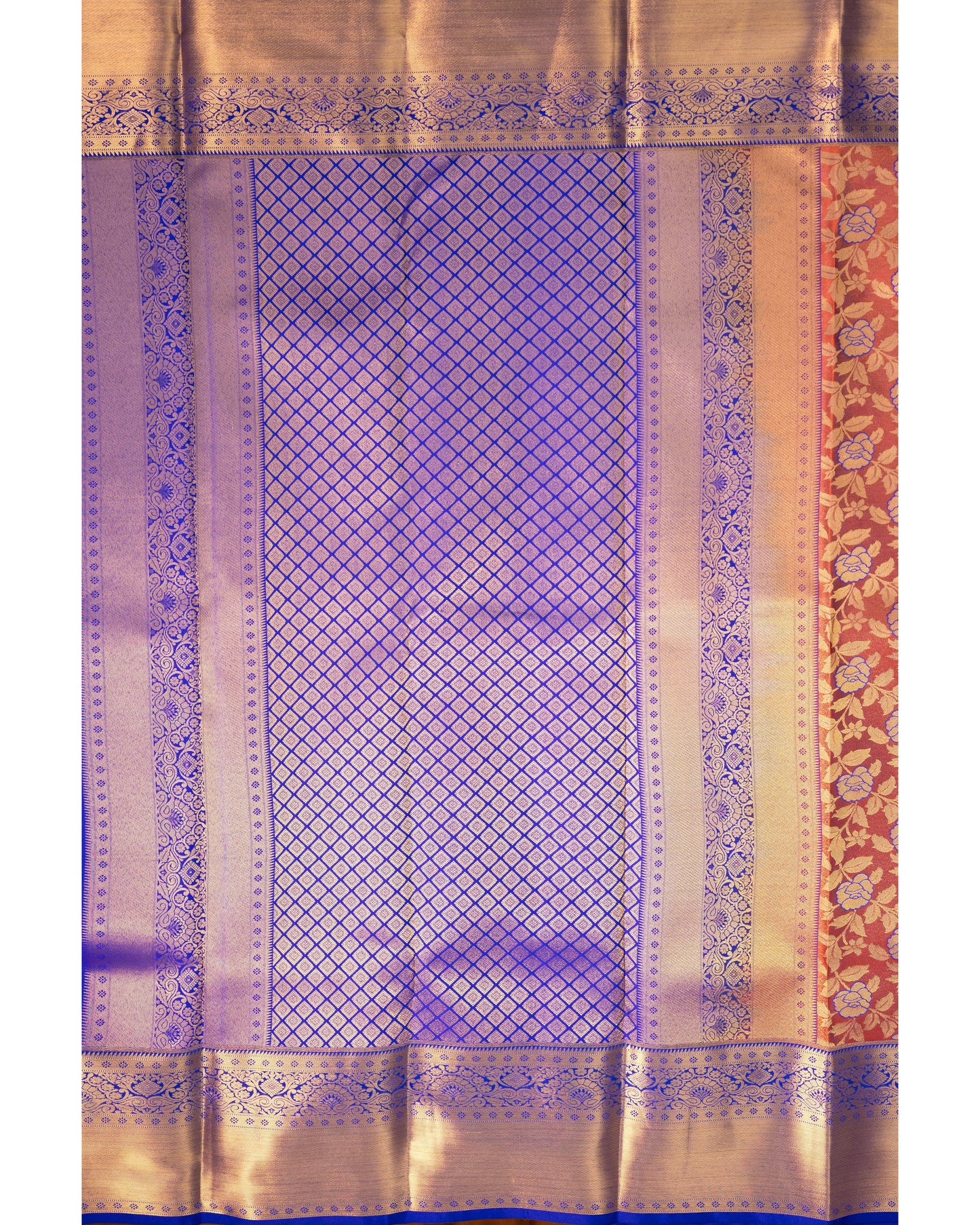 Rust With Royal Blue Pallu Pure Silk Signature Blend Saree