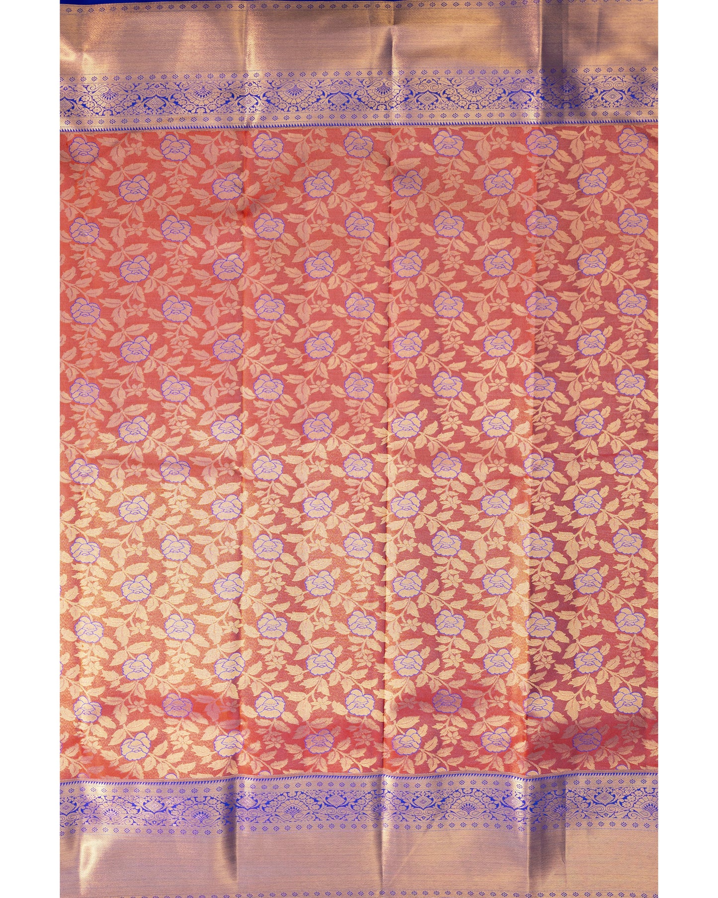 Rust With Royal Blue Pallu Pure Silk Signature Blend Saree
