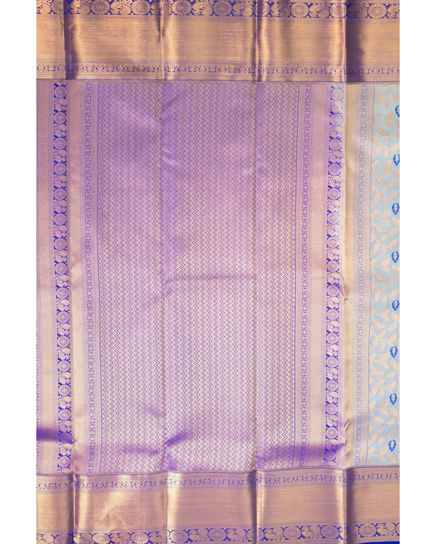 Pastel Grey With Royal Blue Pallu Pure Silk Signature Blend Saree