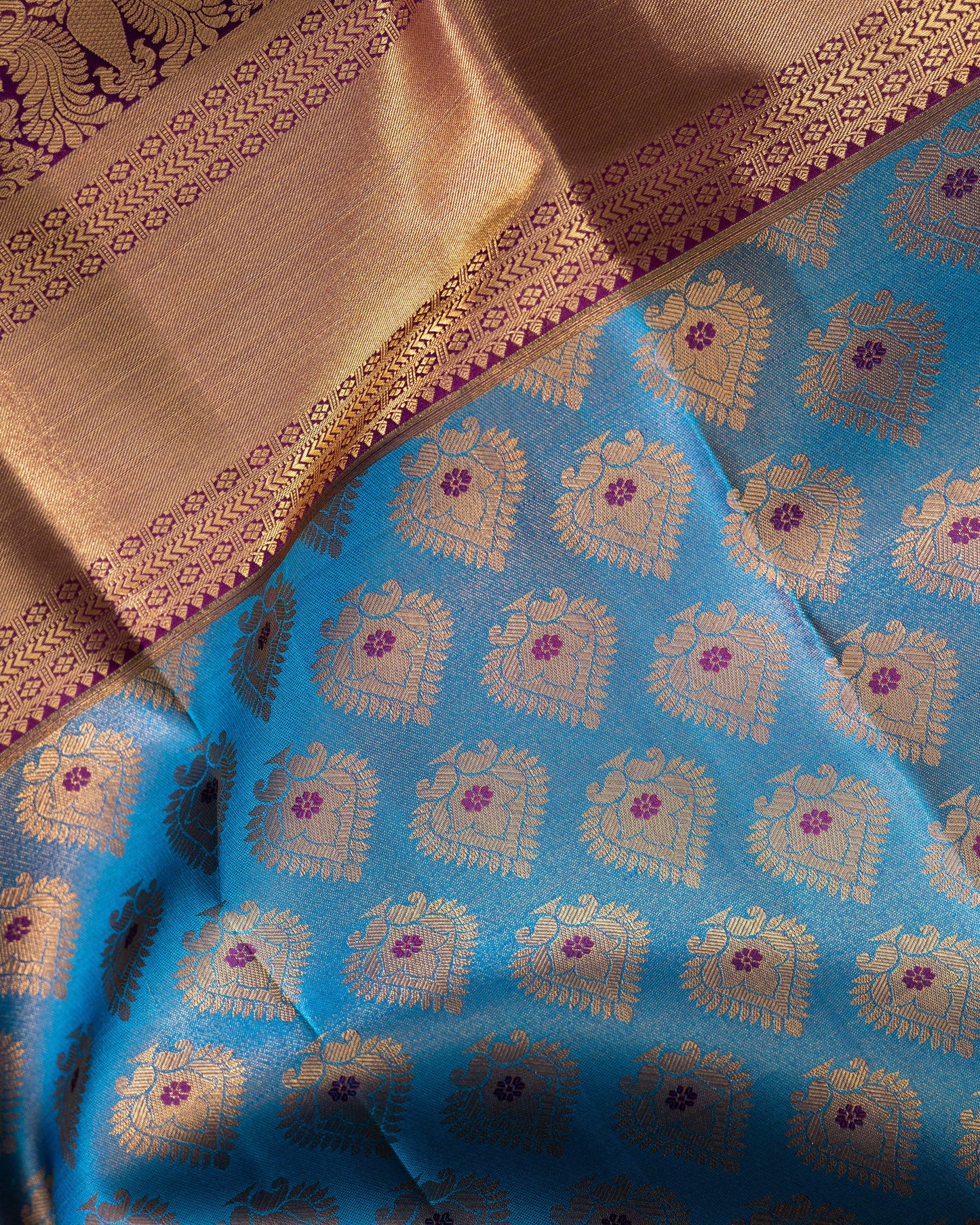 Peacock Green With Burgundy Pallu Pure Silk Signature Blend Saree
