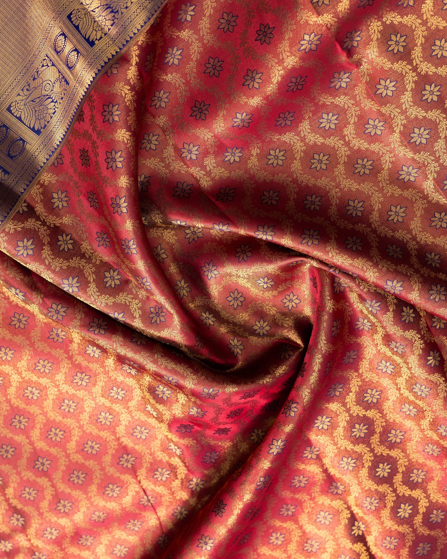 Maroon With Royal Blue Pallu Pure Silk Signature Blend Saree