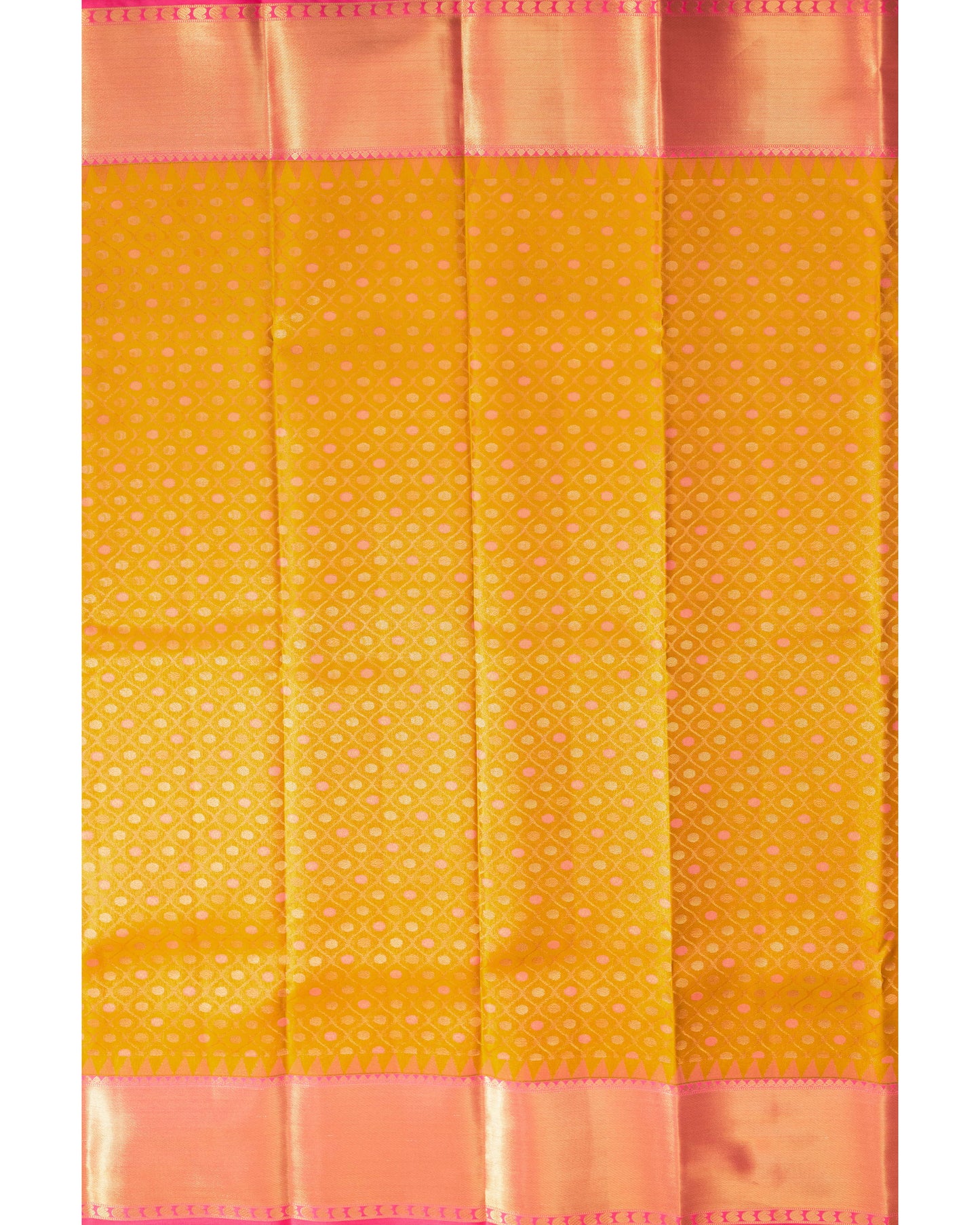 Lemonish Olive With Pink Pallu Pure Silk Signature Blend Saree